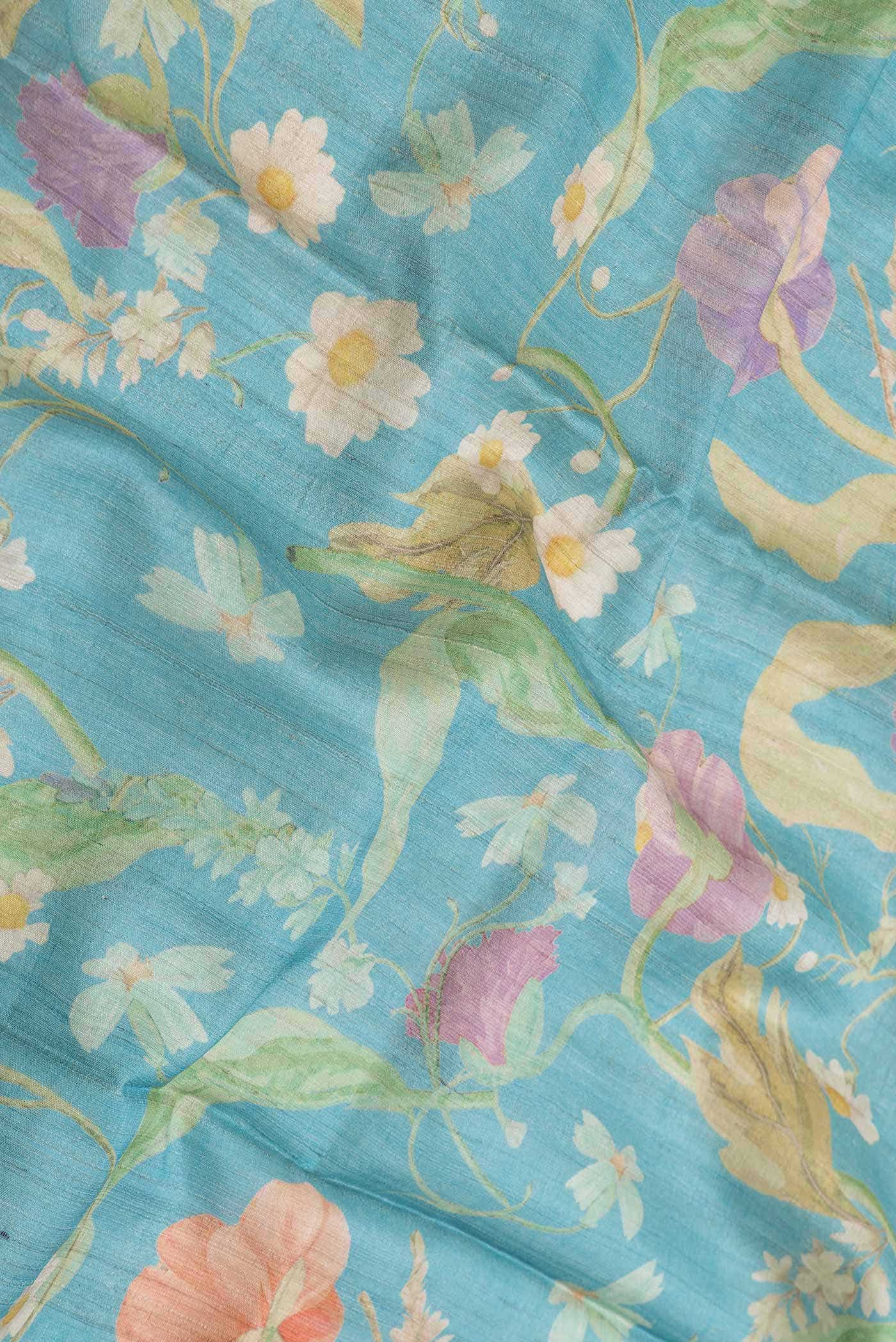 Light Blue Dual Tone Tussar Silk Saree
