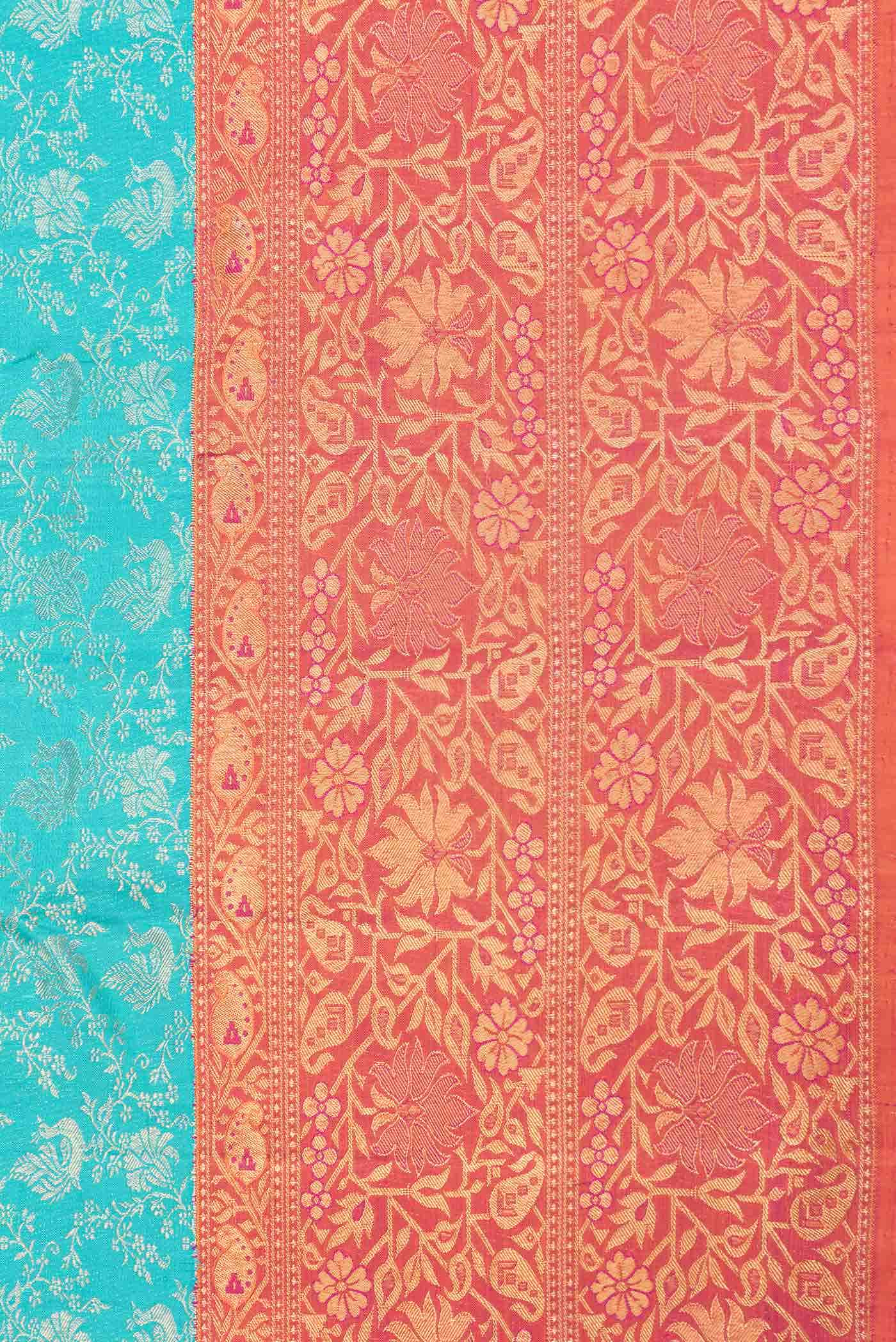 Pure Silk Pure Zari Light Blue Dual Tone Kanchipuram Saree