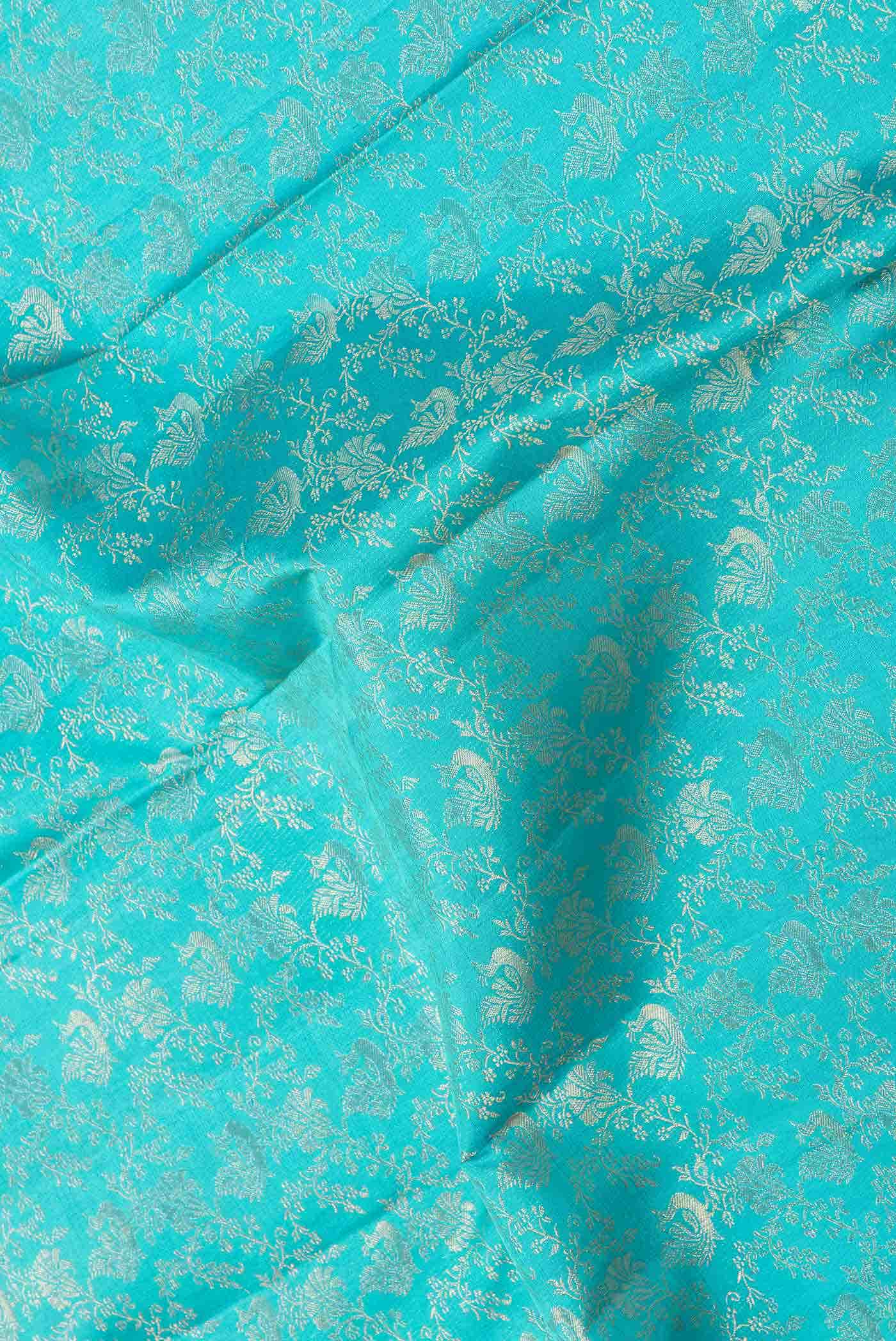 Pure Silk Pure Zari Light Blue Dual Tone Kanchipuram Saree