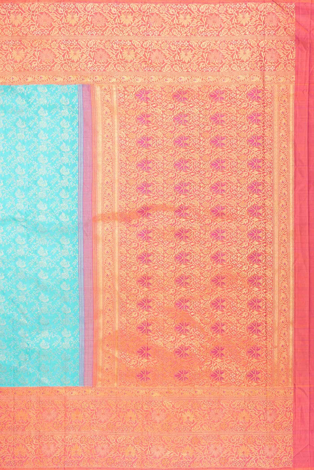 Pure Silk Pure Zari Light Blue Dual Tone Kanchipuram Saree