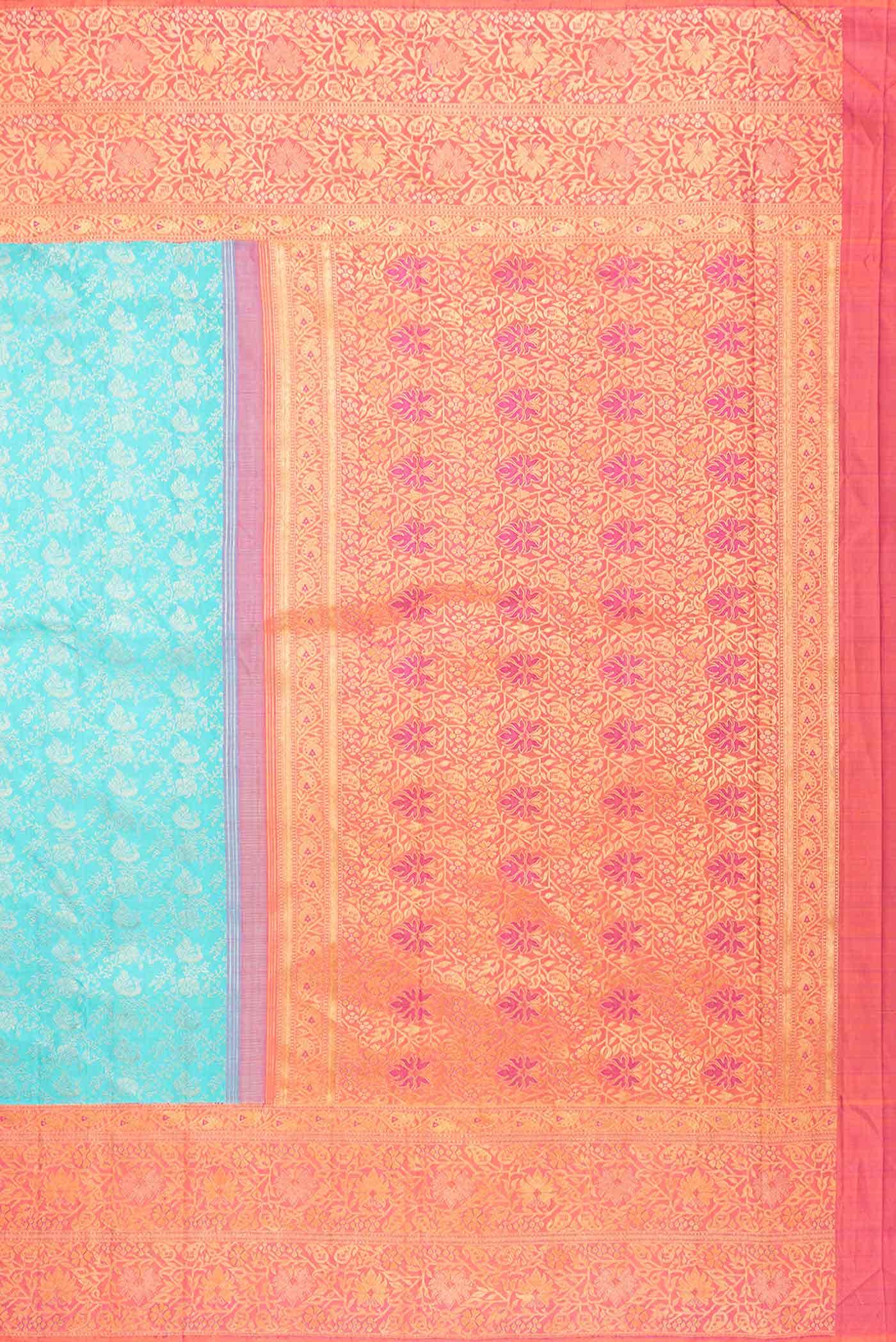 Pure Silk Pure Zari Light Blue Dual Tone Kanchipuram Saree
