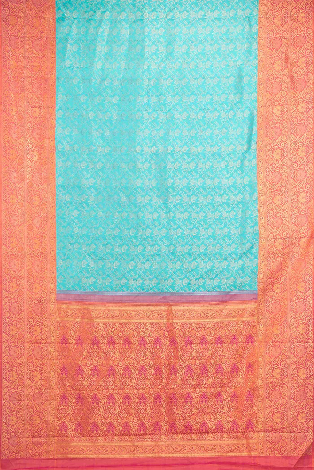 Pure Silk Pure Zari Light Blue Dual Tone Kanchipuram Saree