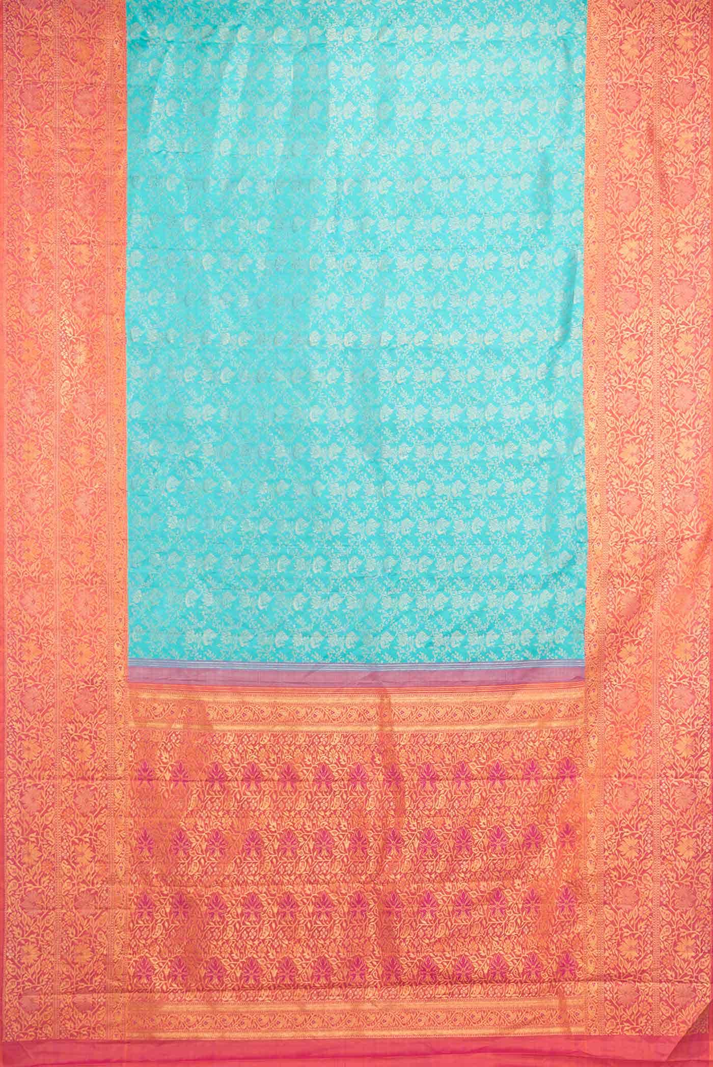 Pure Silk Pure Zari Light Blue Dual Tone Kanchipuram Saree