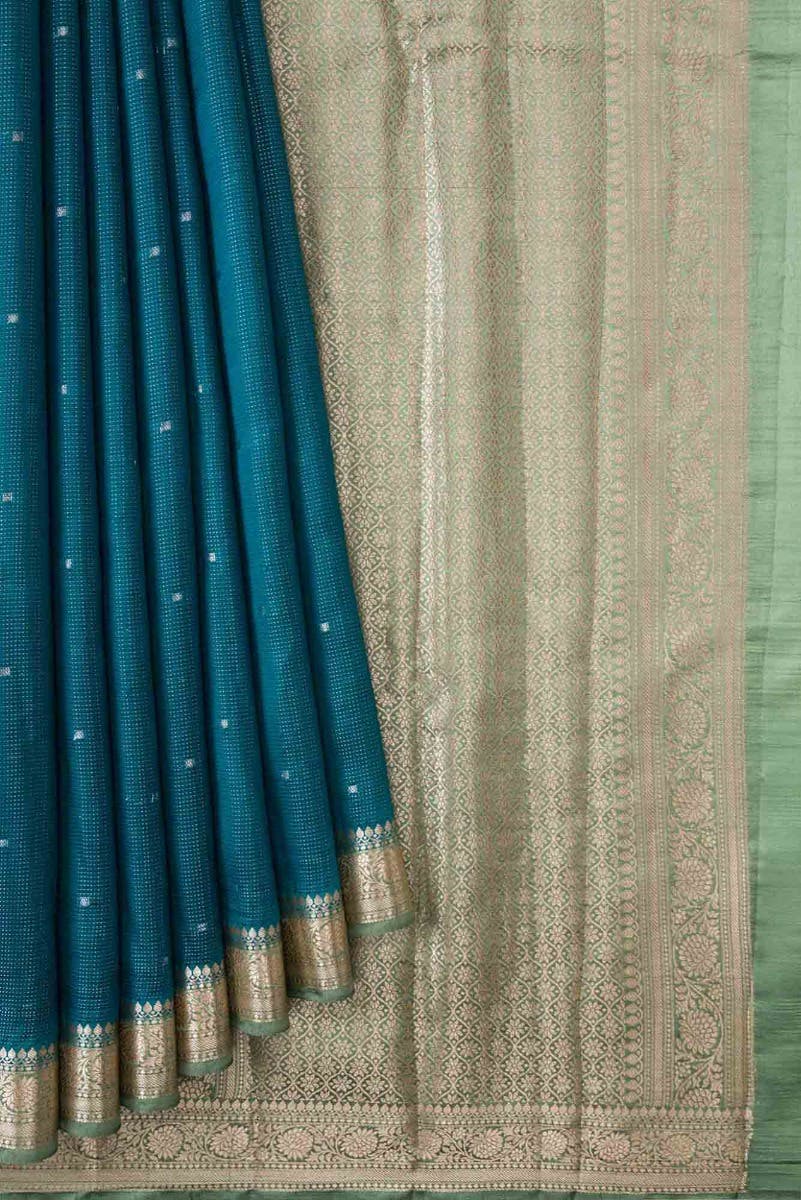 Peacock Blue Dual Tone Tussar Silk Saree