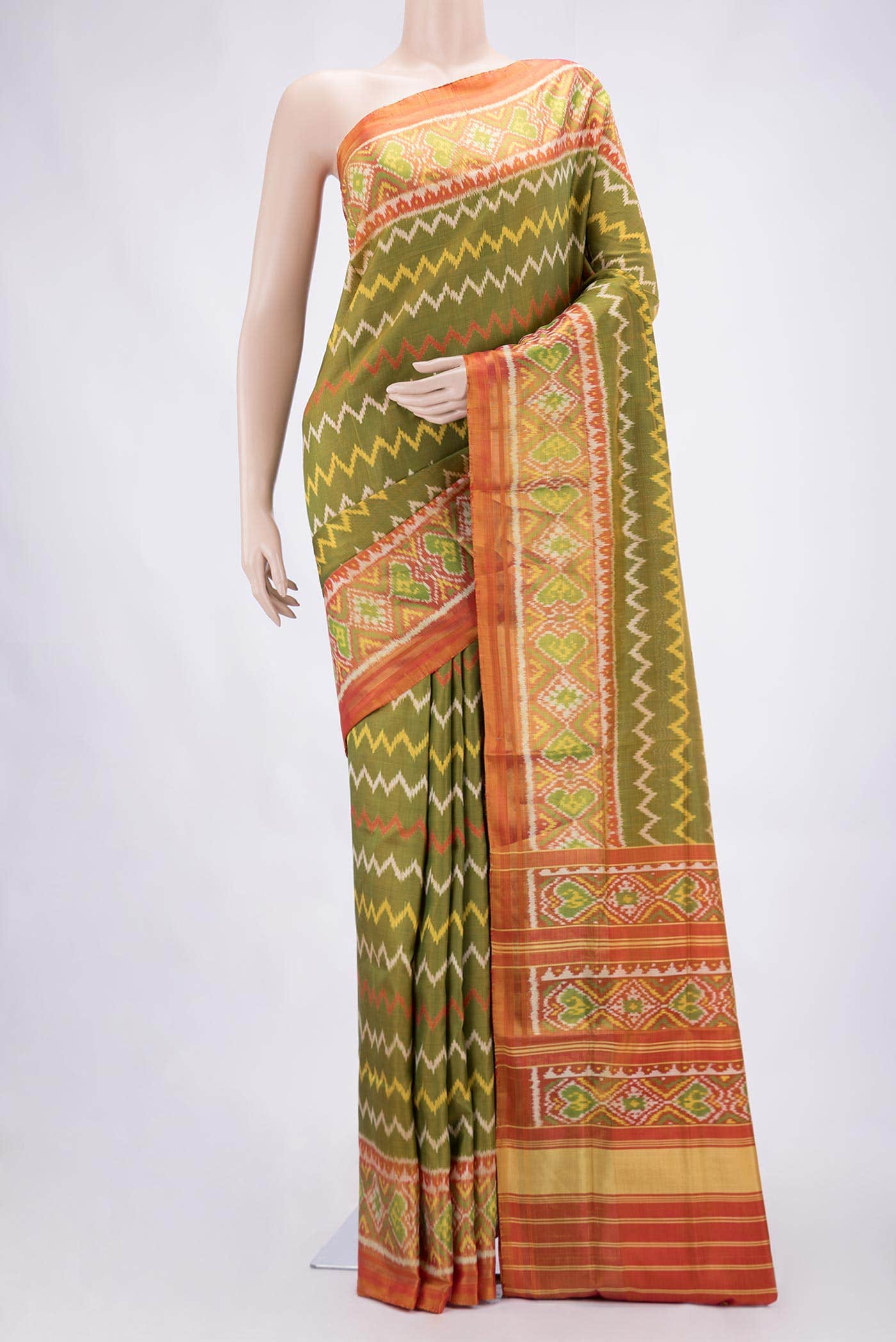 Mehandi Green Rajkot Patola Silk Saree