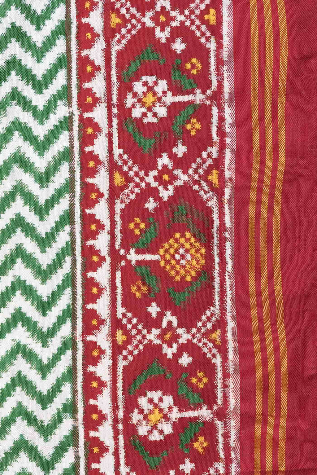 Pure Silk Pure Zari Green Dual Tone Double Ikat Saree
