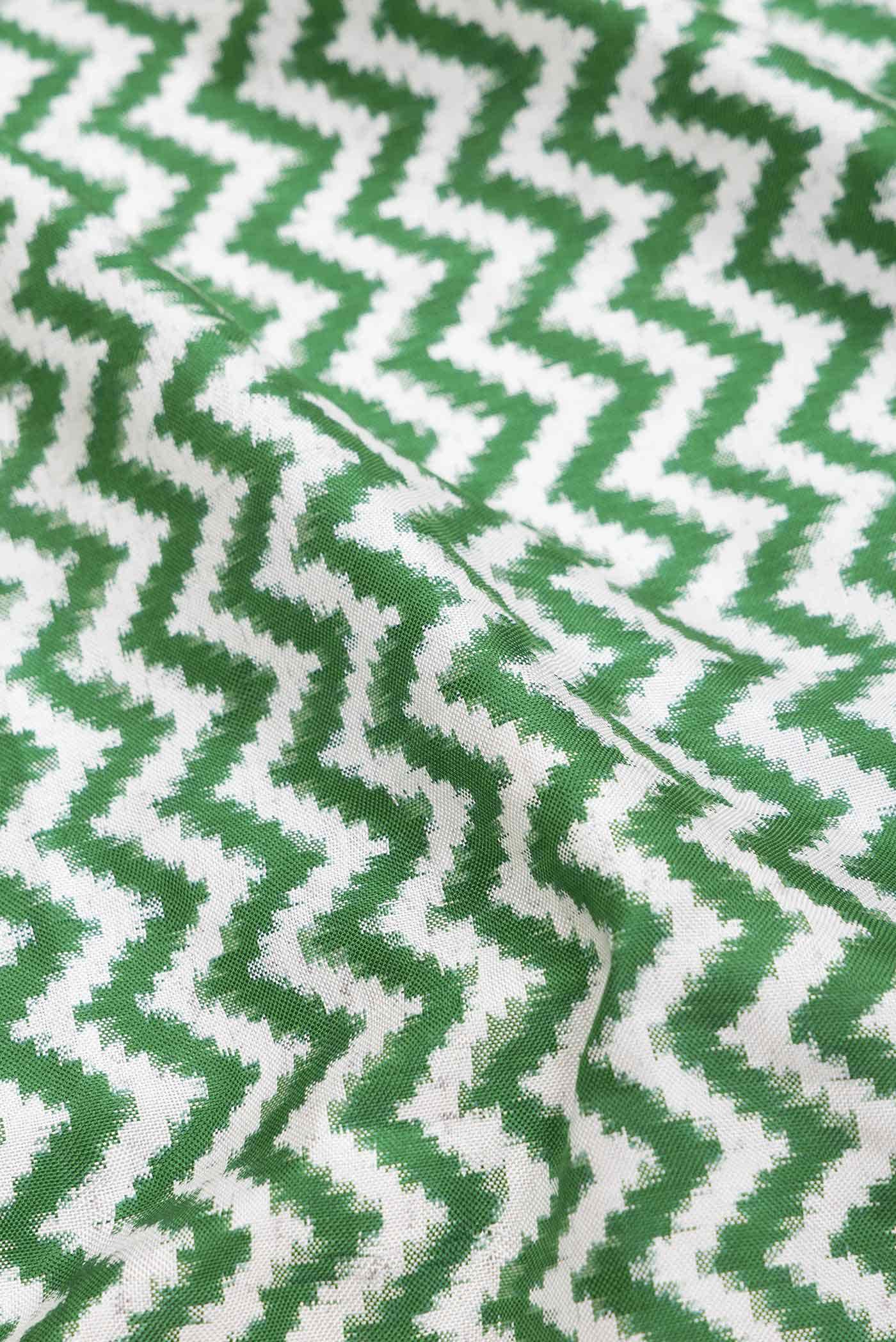 Pure Silk Pure Zari Green Dual Tone Double Ikat Saree