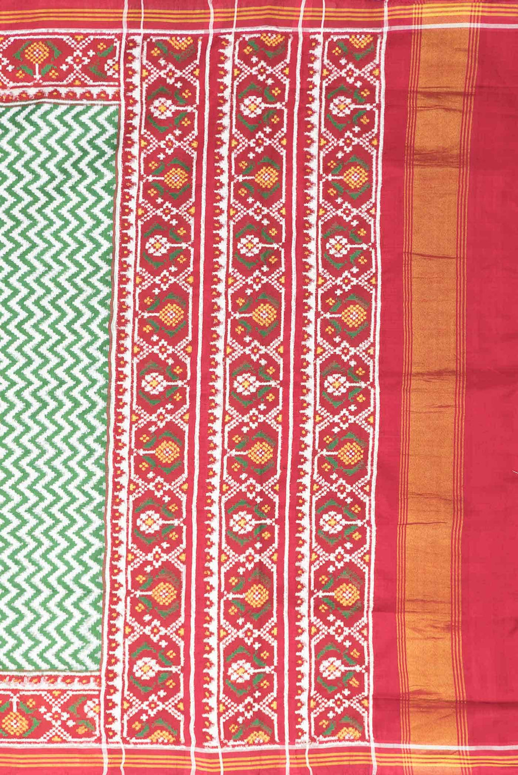 Pure Silk Pure Zari Green Dual Tone Double Ikat Saree