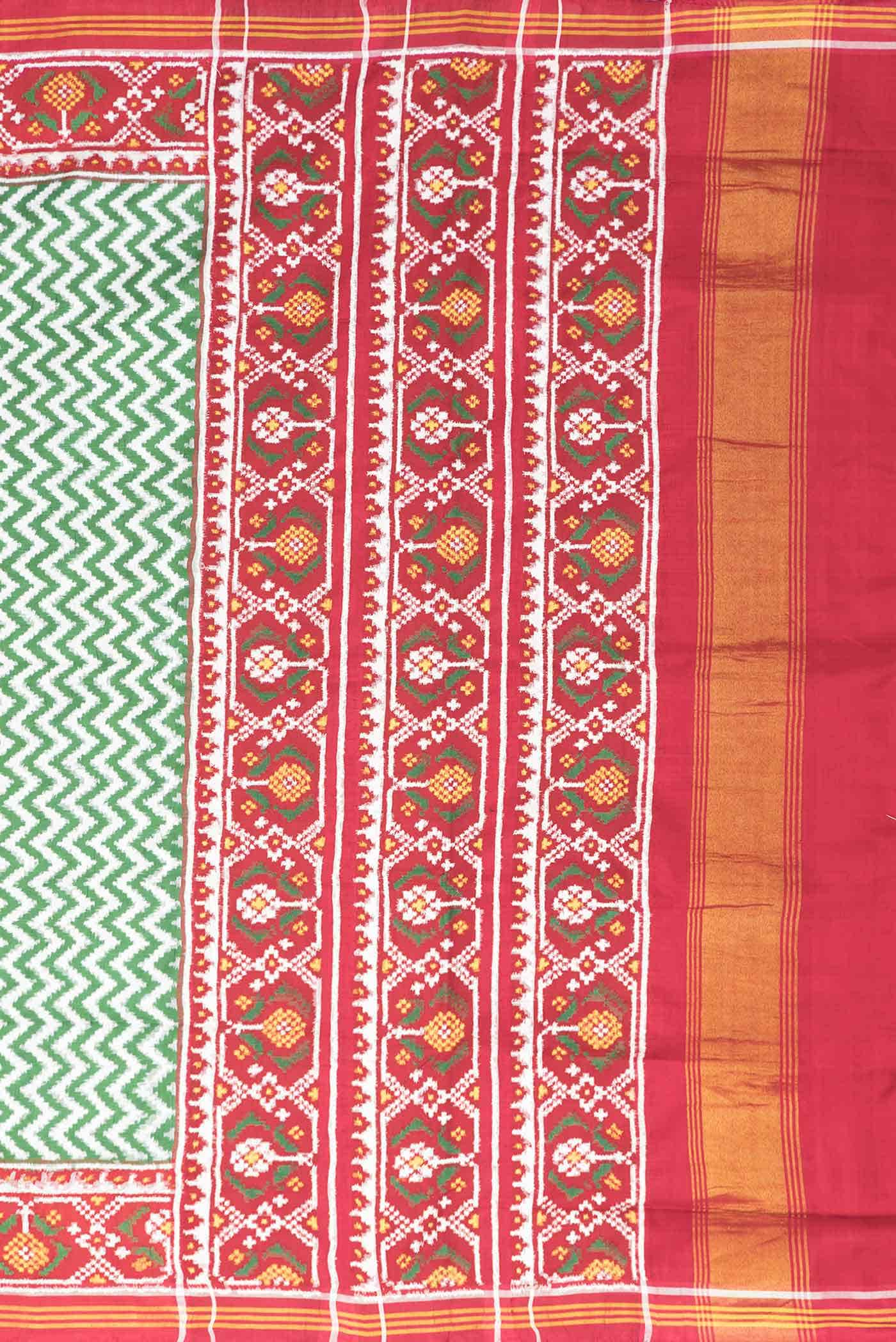 Pure Silk Pure Zari Green Dual Tone Double Ikat Saree