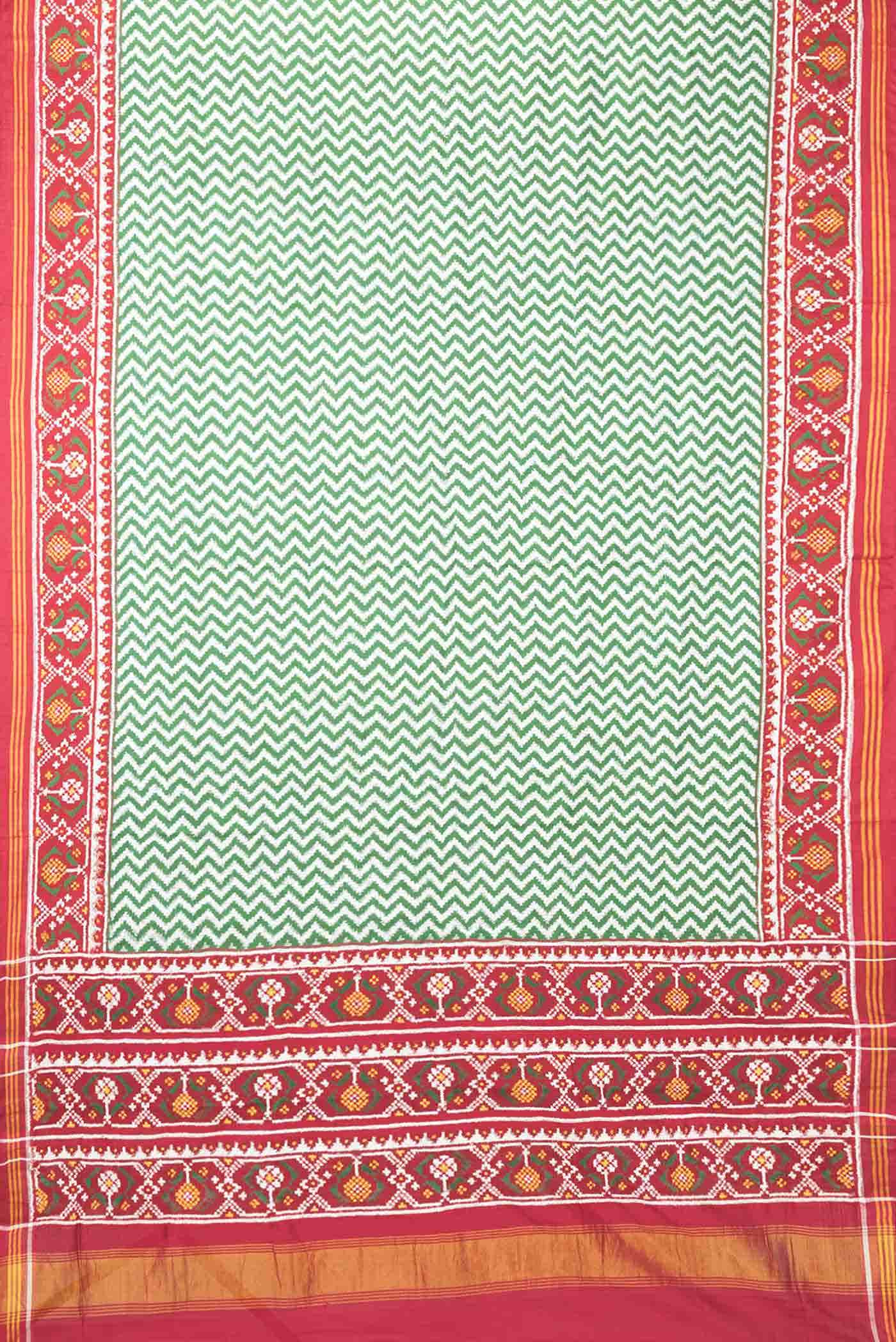 Pure Silk Pure Zari Green Dual Tone Double Ikat Saree