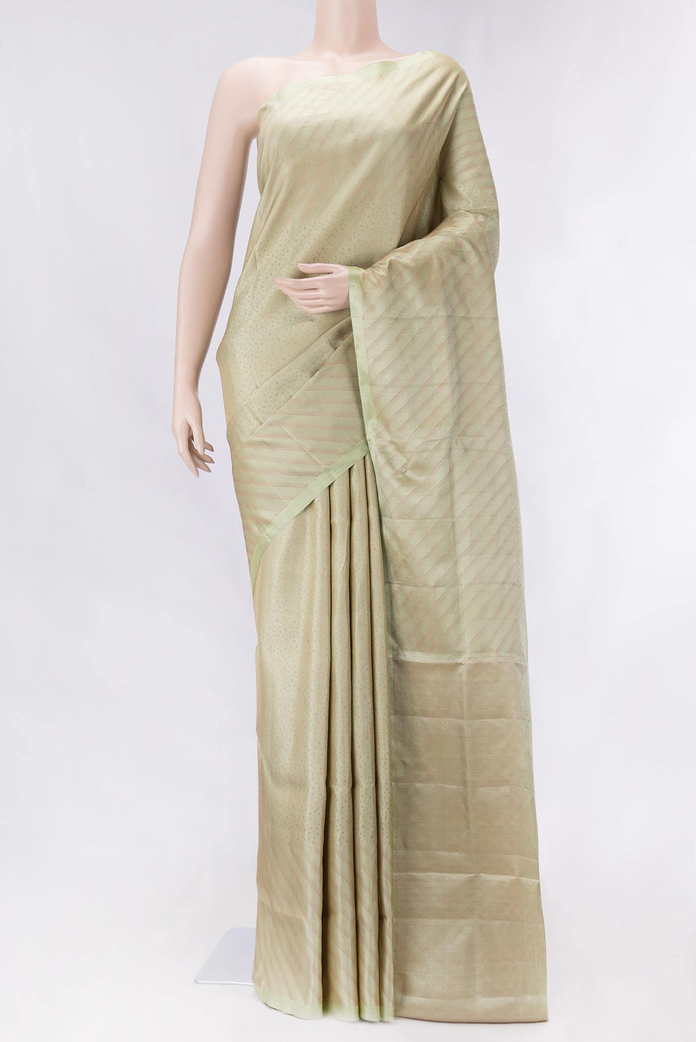 Pista Green Dual Tone Soft Silk Saree