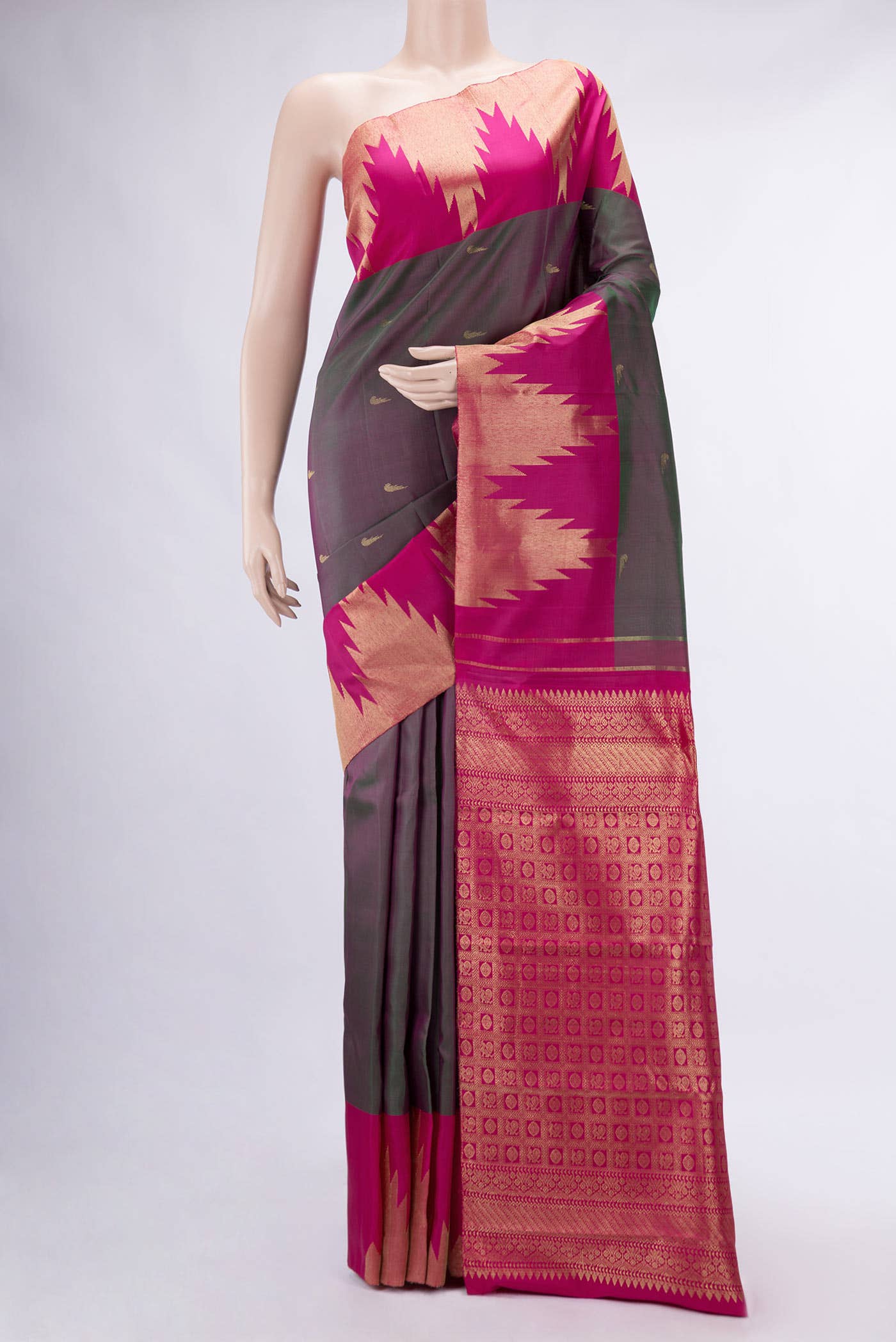 Green Dual Tone Kanchipuram Silk Saree