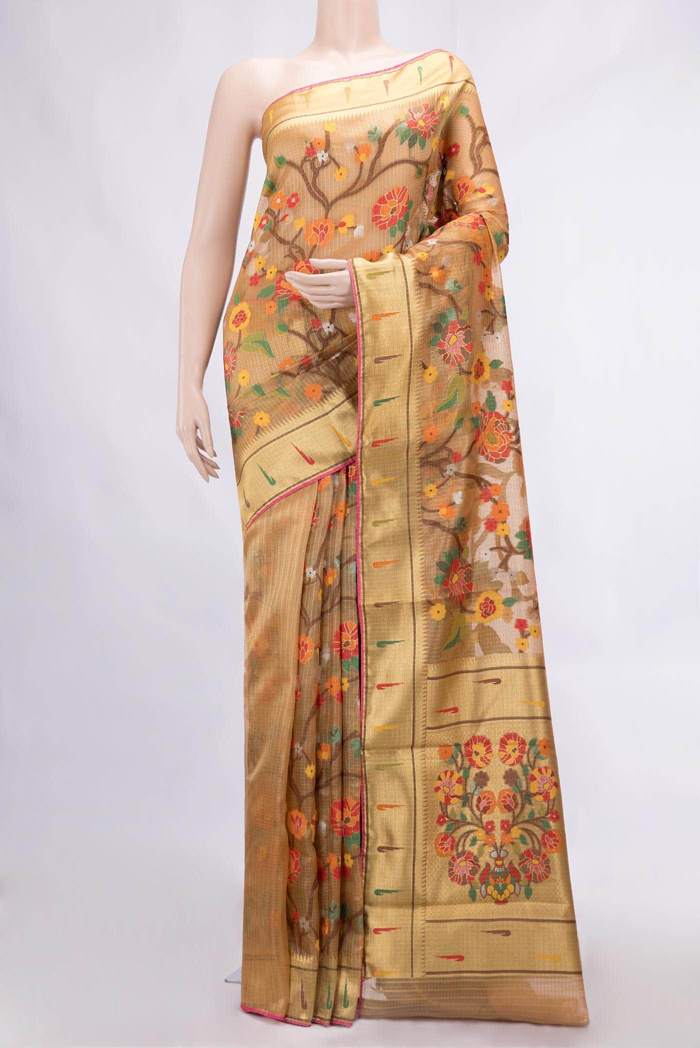 Gold Dual Tone Kota Silk Saree