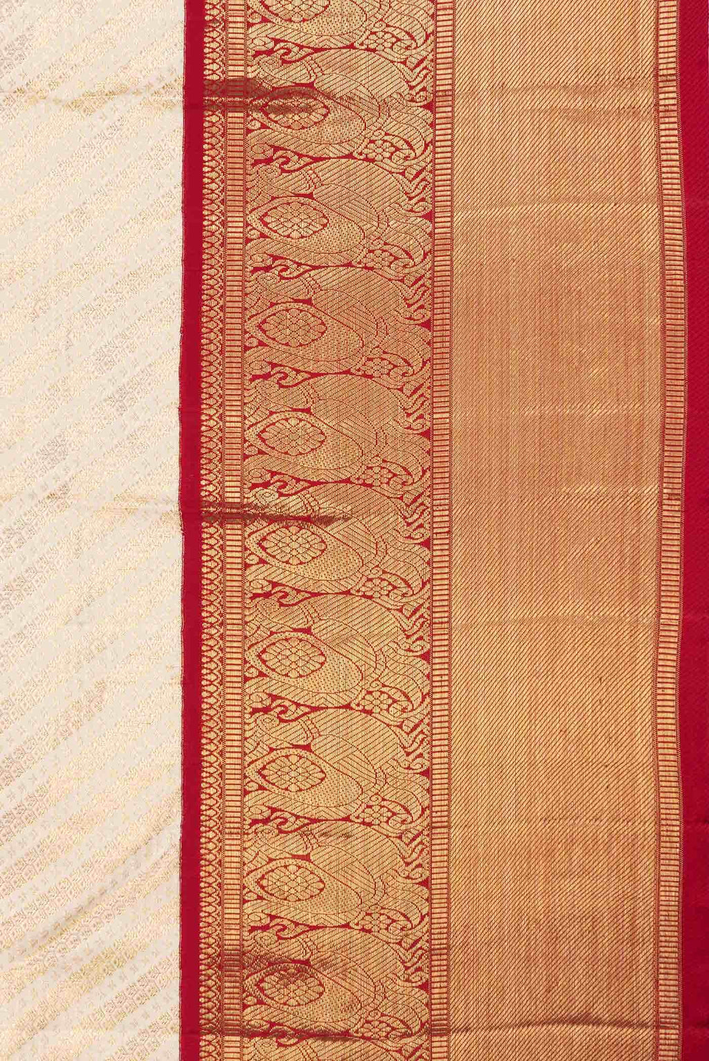Off White Dual Tone Kanchipuram Silk Saree