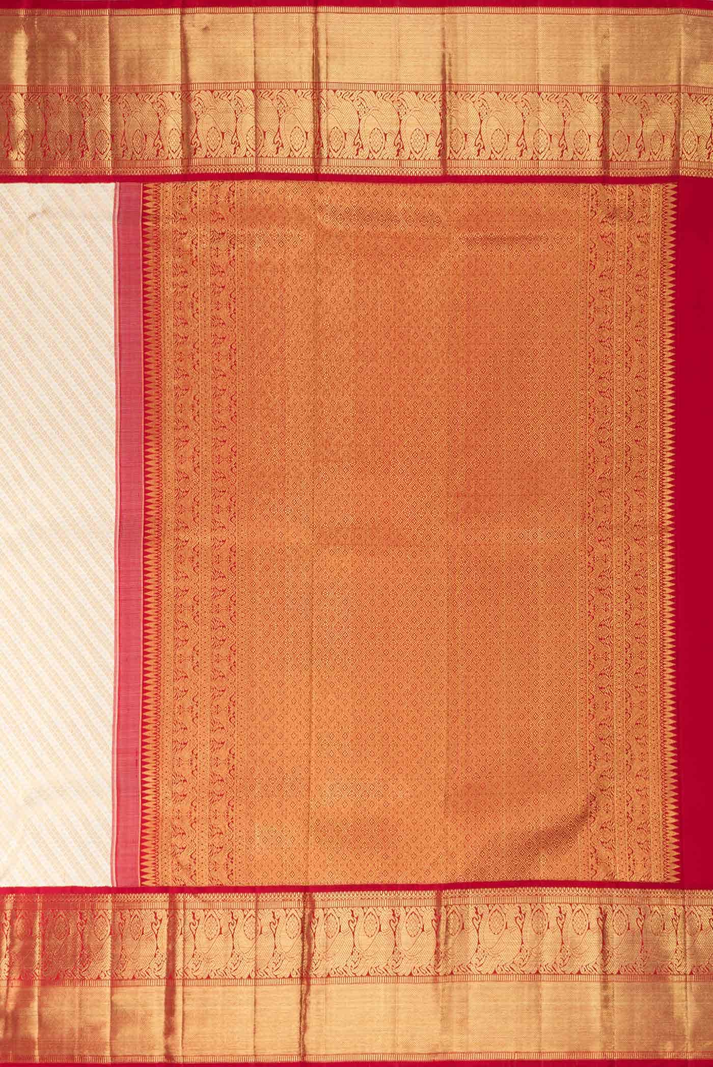 Off White Dual Tone Kanchipuram Silk Saree