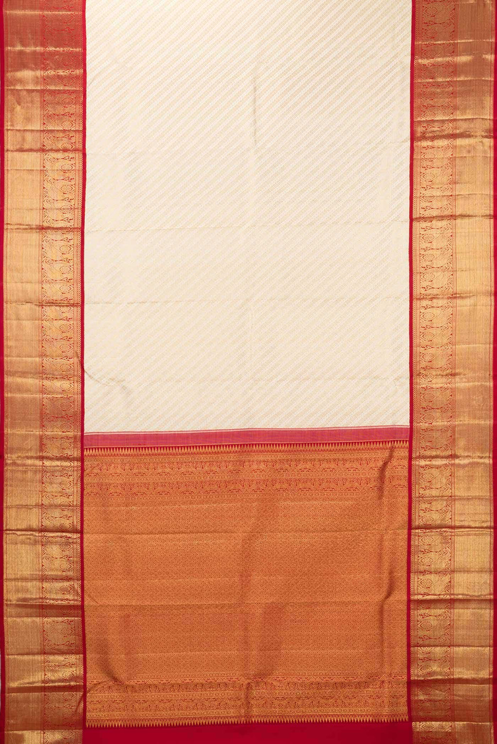Off White Dual Tone Kanchipuram Silk Saree