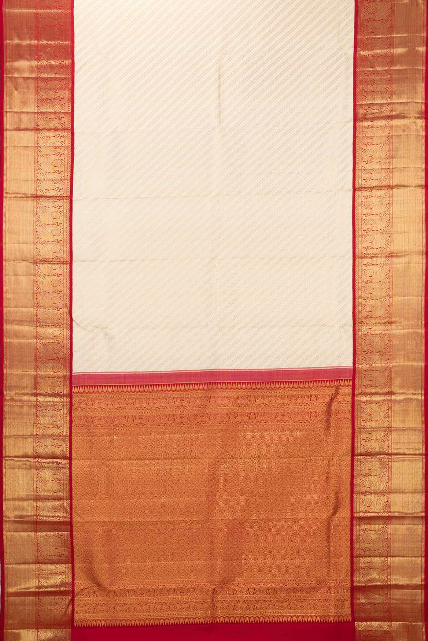 Off White Dual Tone Kanchipuram Silk Saree