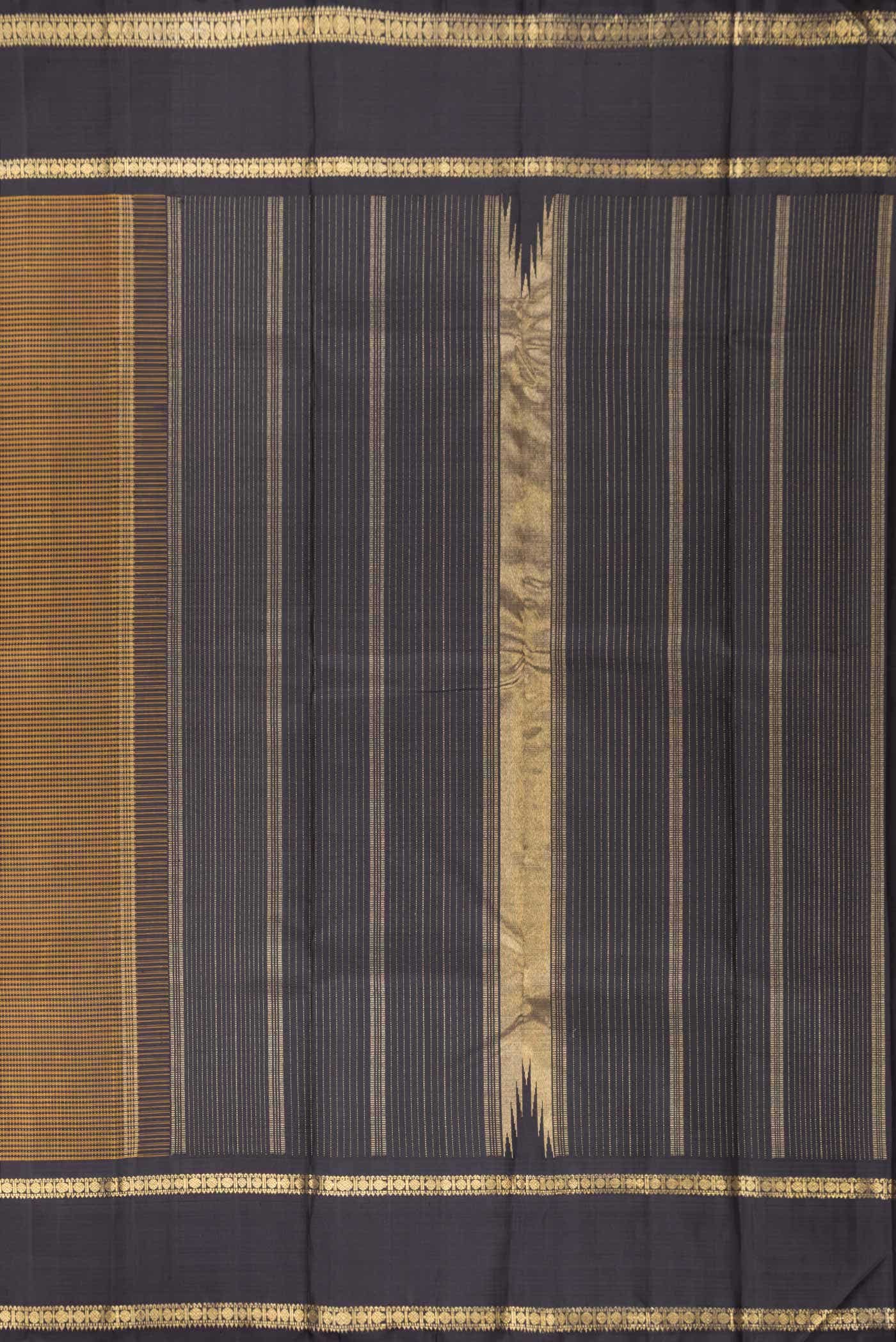 Pure Silk Pure Zari Mustard Dual Tone Kanchipuram Saree