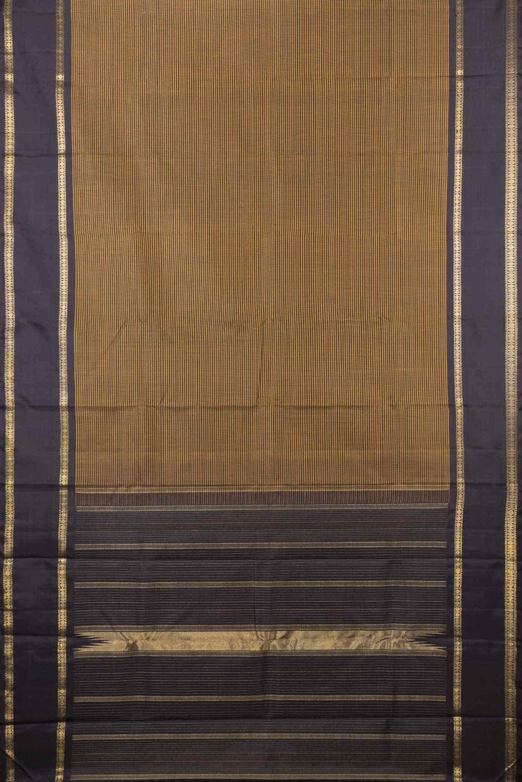 Pure Silk Pure Zari Mustard Dual Tone Kanchipuram Saree