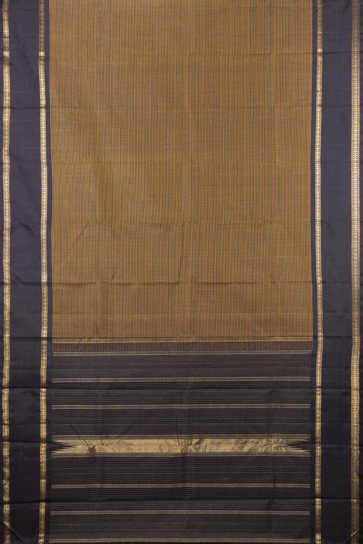 Pure Silk Pure Zari Mustard Dual Tone Kanchipuram Saree