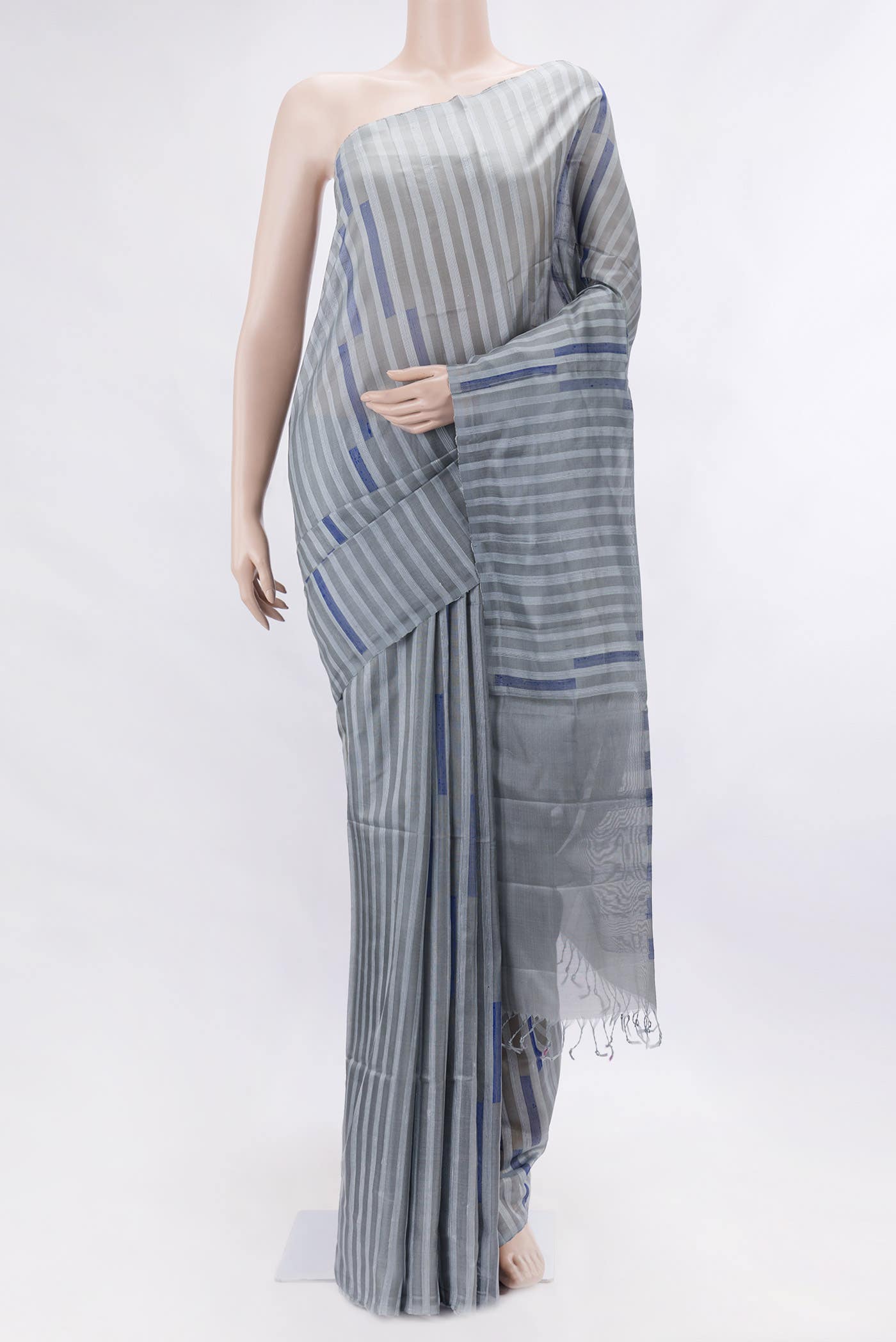 Grey Dual Tone Soft Silk Saree