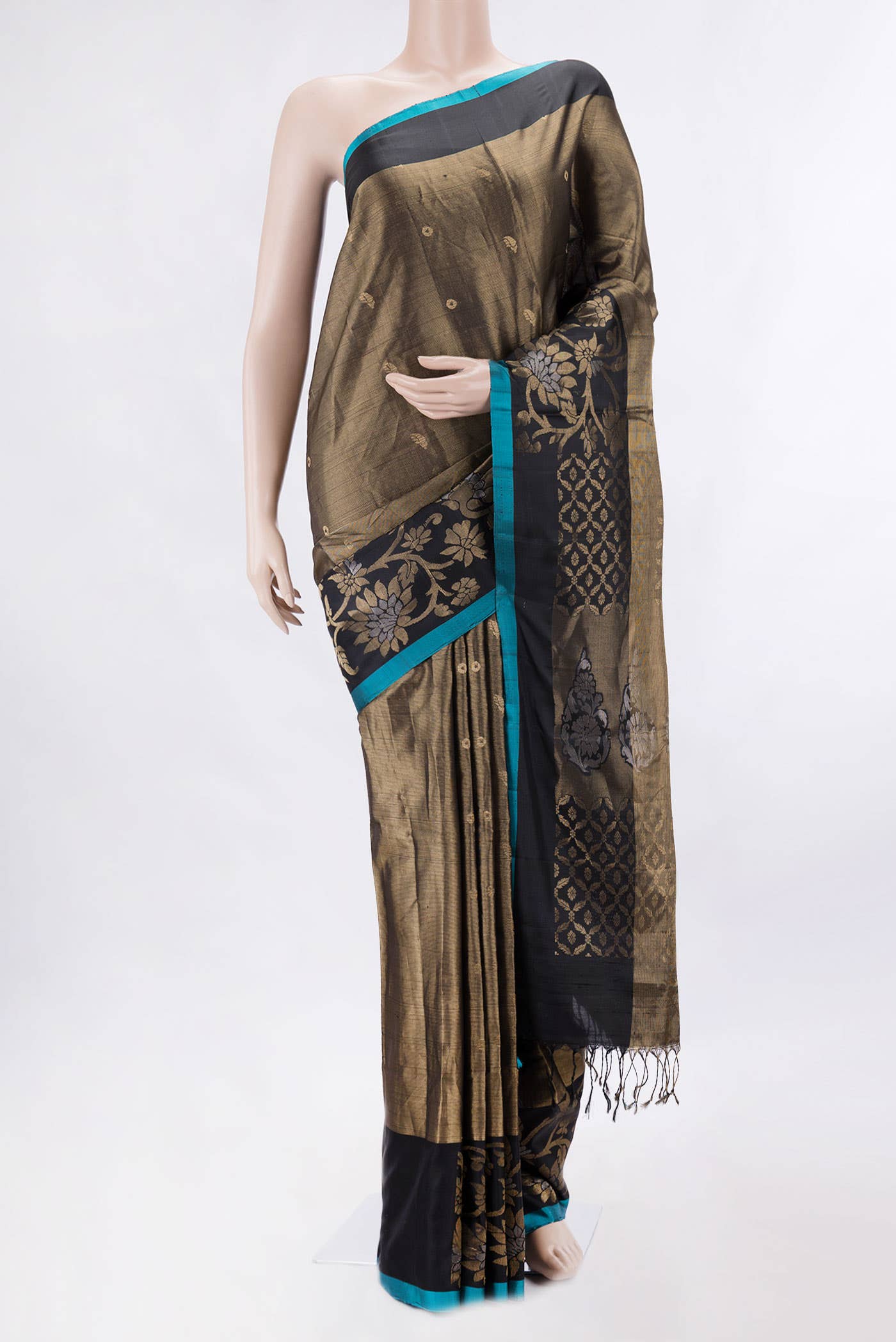 Black Dual Tone Soft Silk Saree