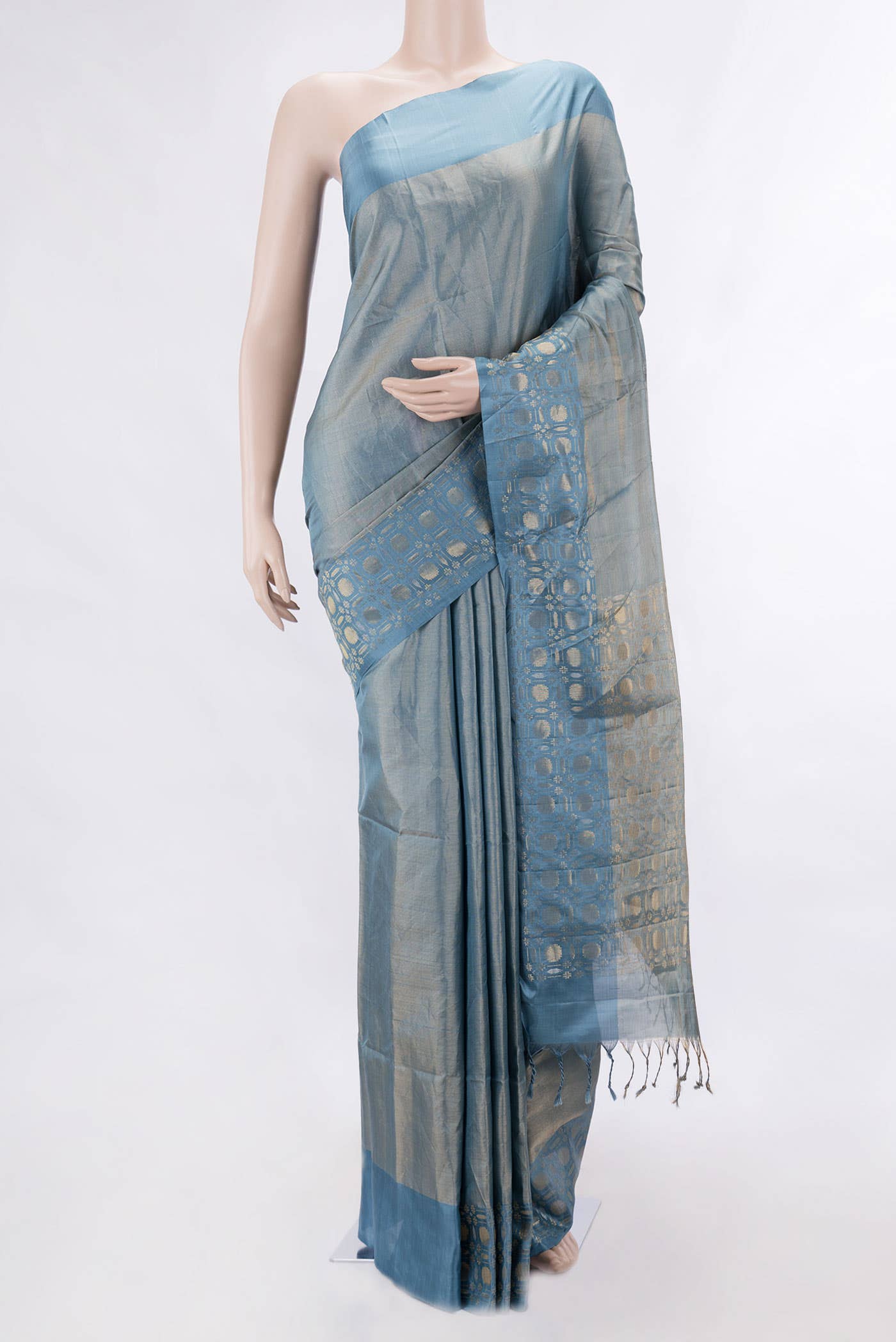 Sky Blue Dual Tone Soft Silk Saree
