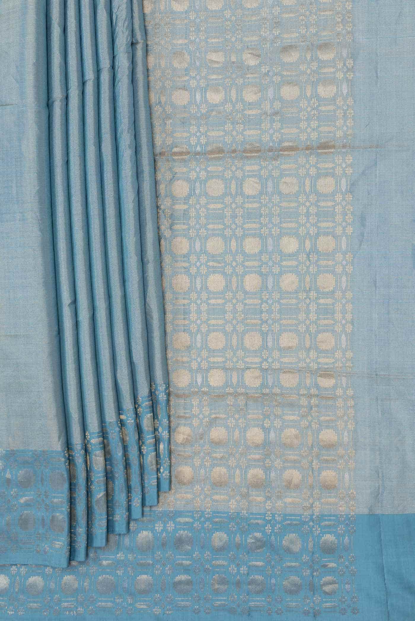 Sky Blue Dual Tone Soft Silk Saree