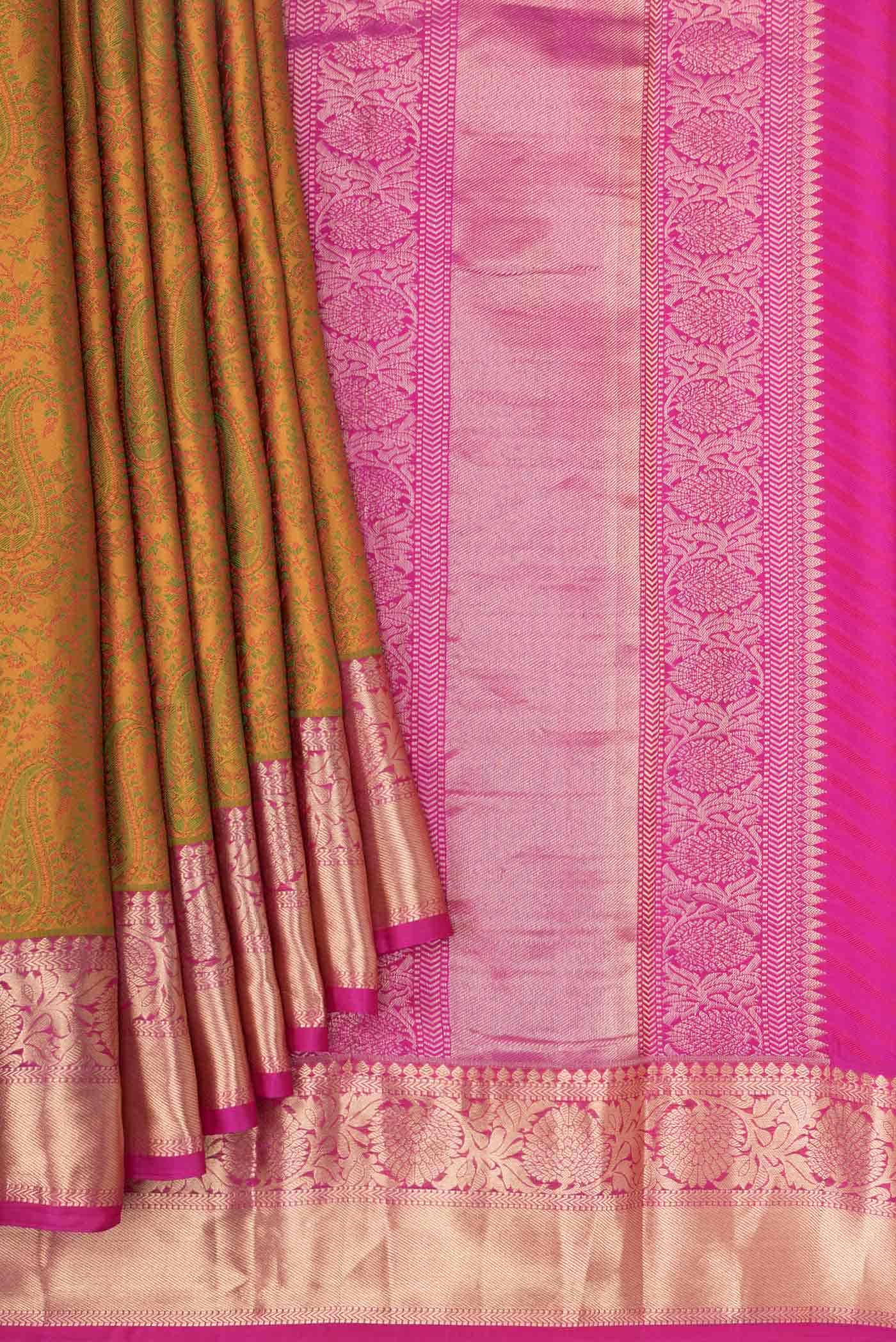 Mustard Kanchipuram Silk Saree