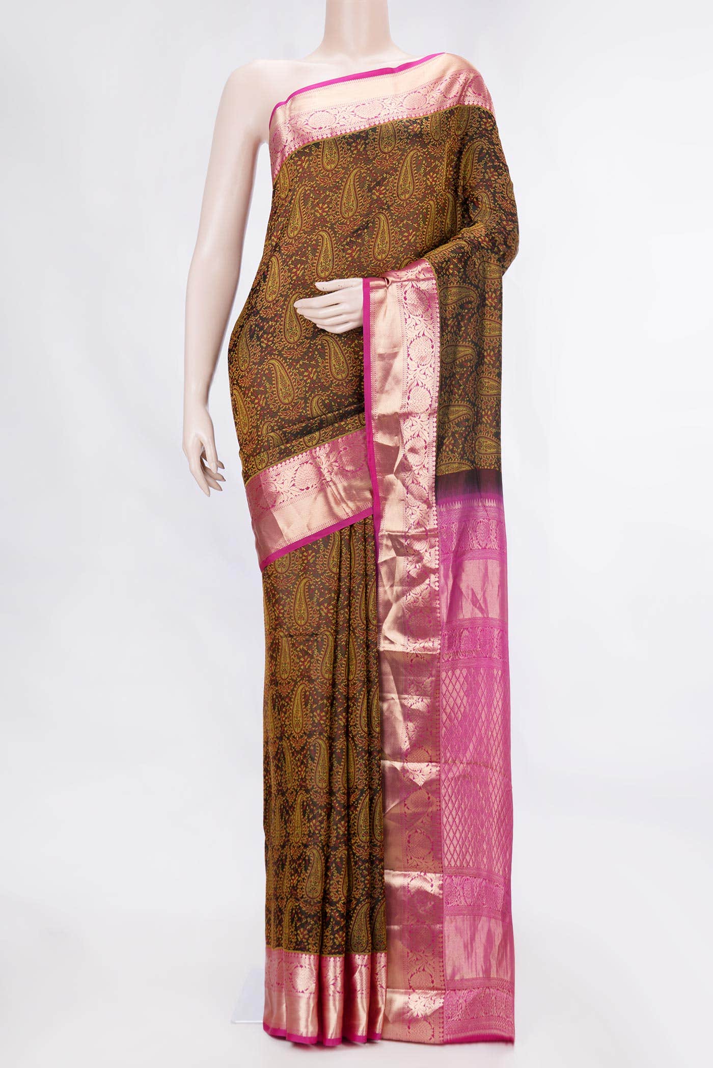 Black Dual Tone Kanchipuram Silk Saree