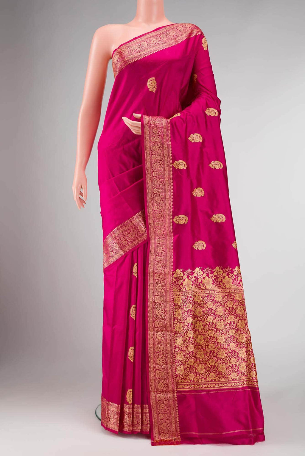 Dark Pink Dual Tone Blended Banarasi Silk Saree