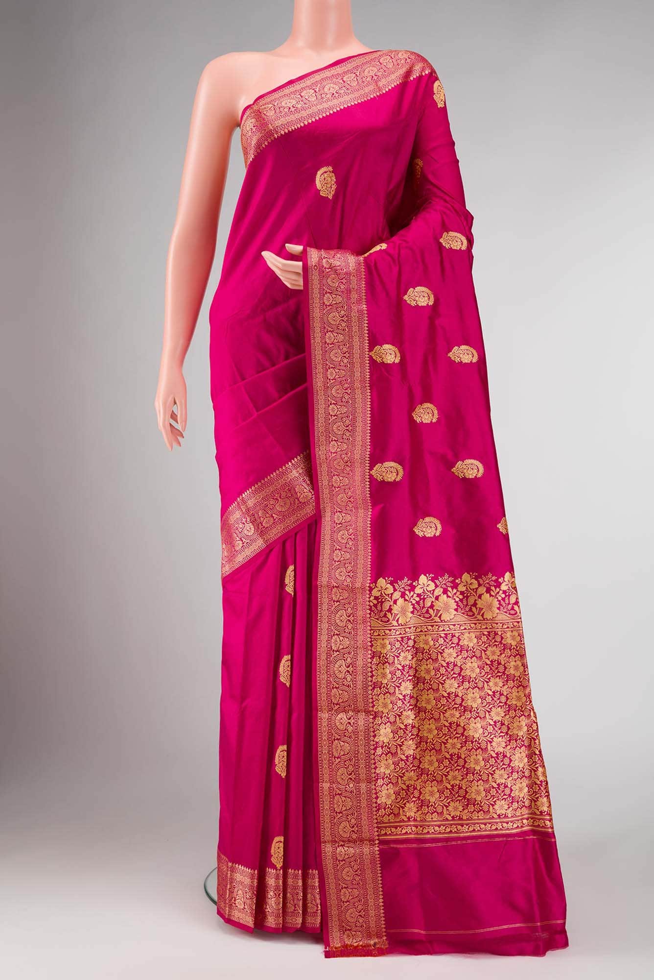Dark Pink Dual Tone Blended Banarasi Silk Saree