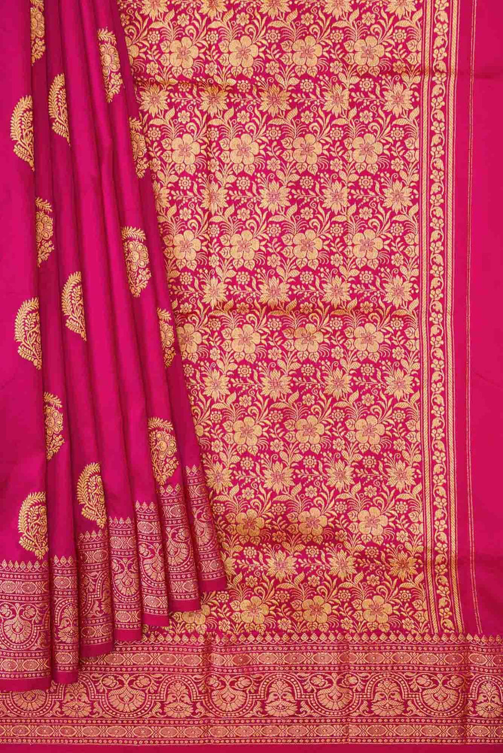 Dark Pink Dual Tone Blended Banarasi Silk Saree