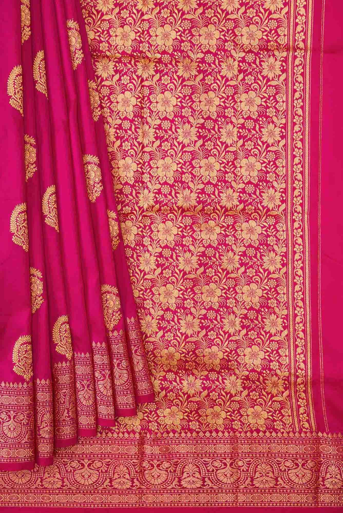 Dark Pink Dual Tone Blended Banarasi Silk Saree