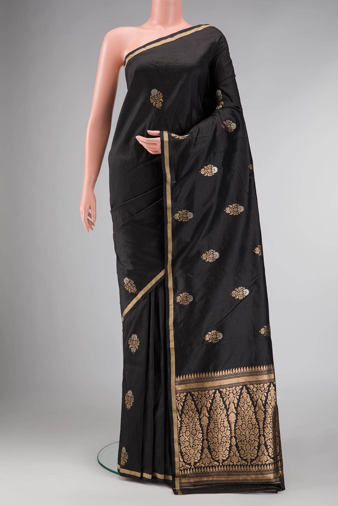 Black Dual Tone Blended Banarasi Silk Saree