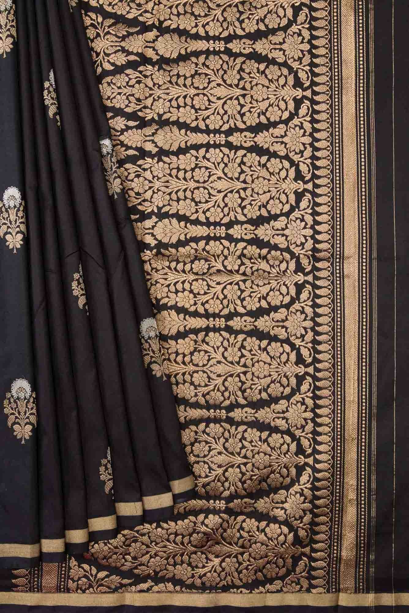 Black Dual Tone Blended Banarasi Silk Saree