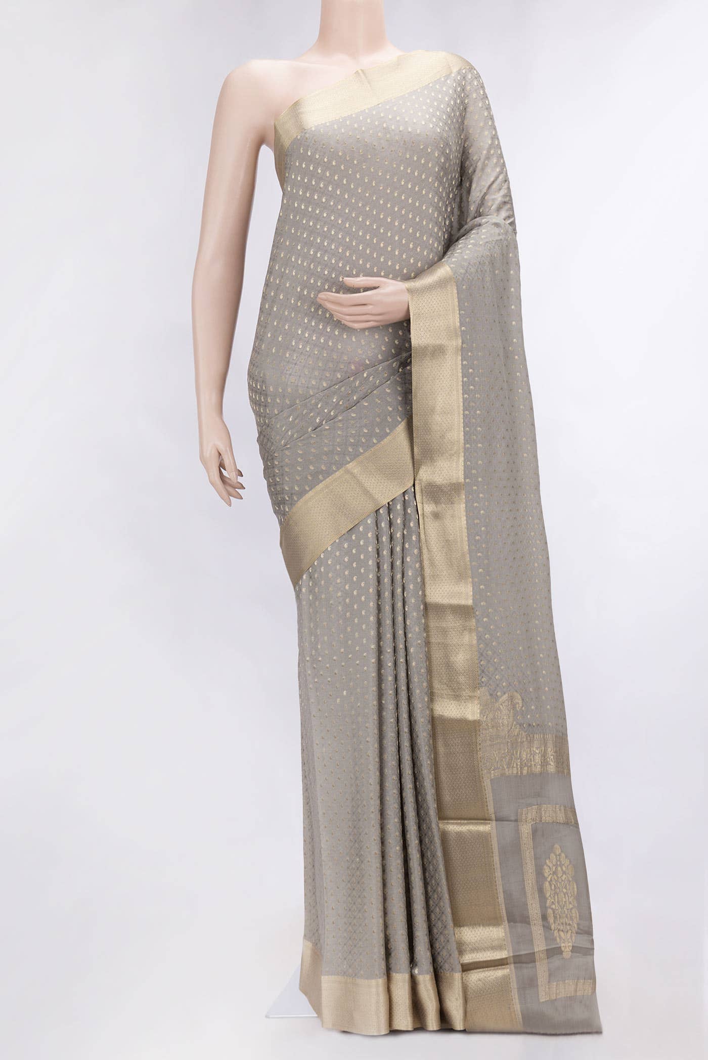 Grey Dual Tone Mysore Georgette Saree