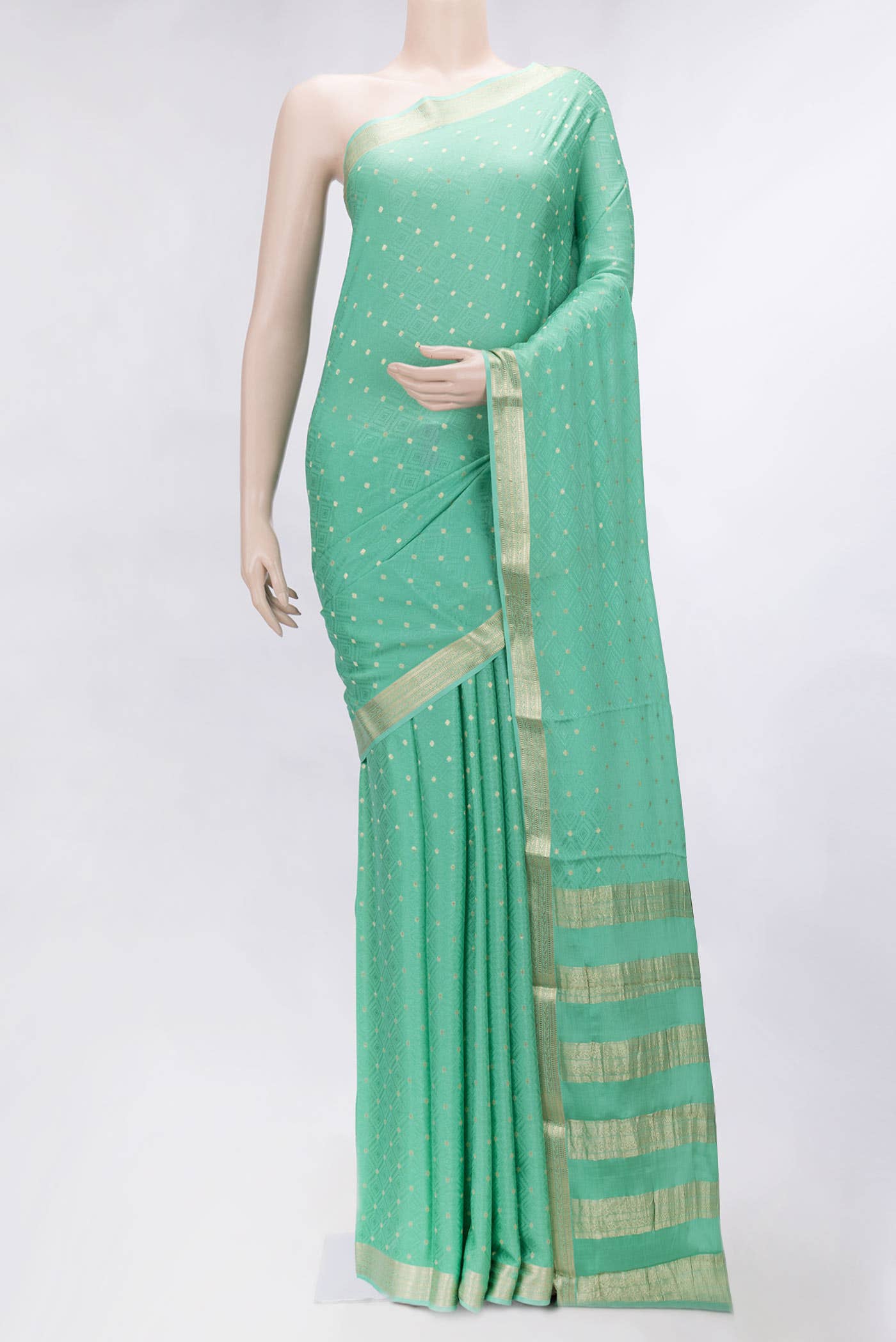 Sea Green Dual Tone Mysore Georgette Saree