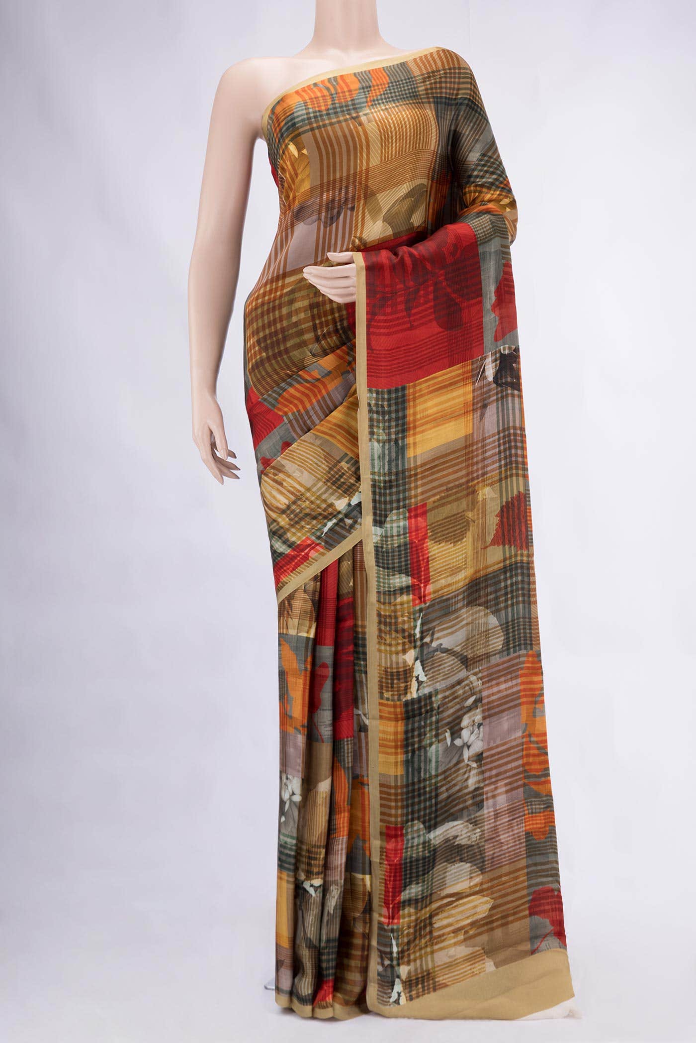 Multi Mysore Crepe Saree