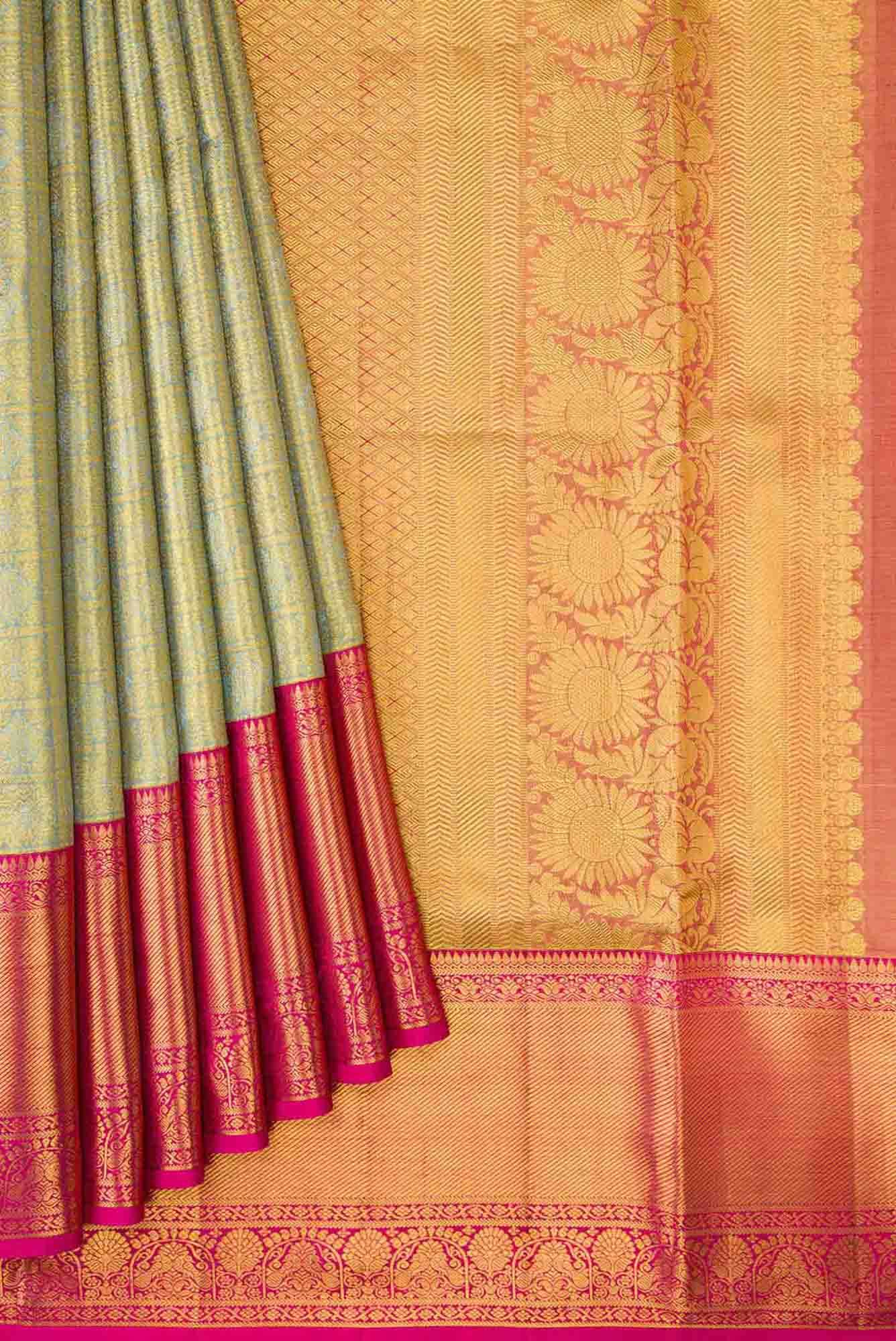 Blue Dual Tone Kanchipuram Tissue Silk Saree