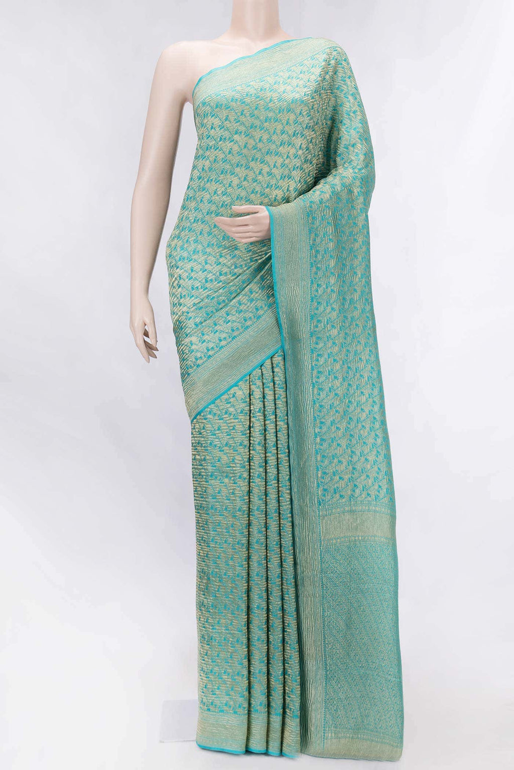 Sky Blue Dual Tone Mysore Georgette Saree