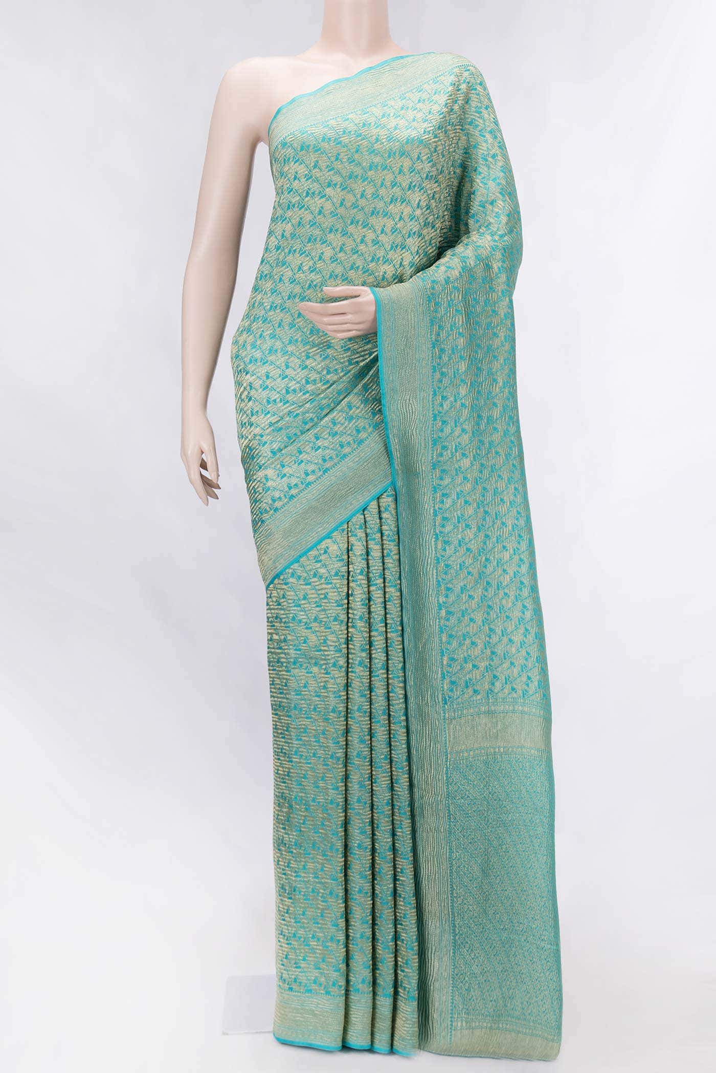 Sky Blue Dual Tone Mysore Georgette Saree