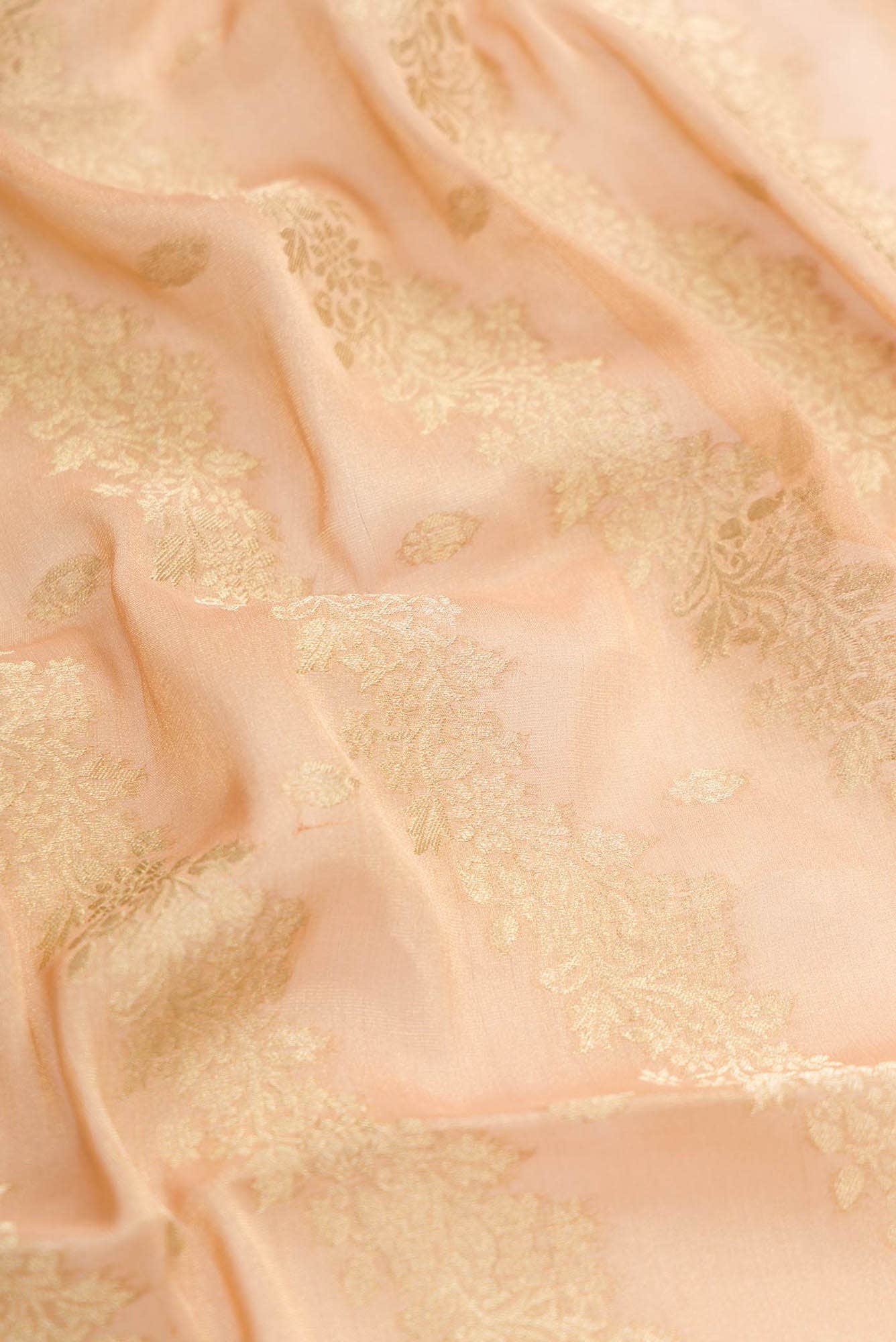 Golden Peach Dual Tone Banarasi Georgette Saree