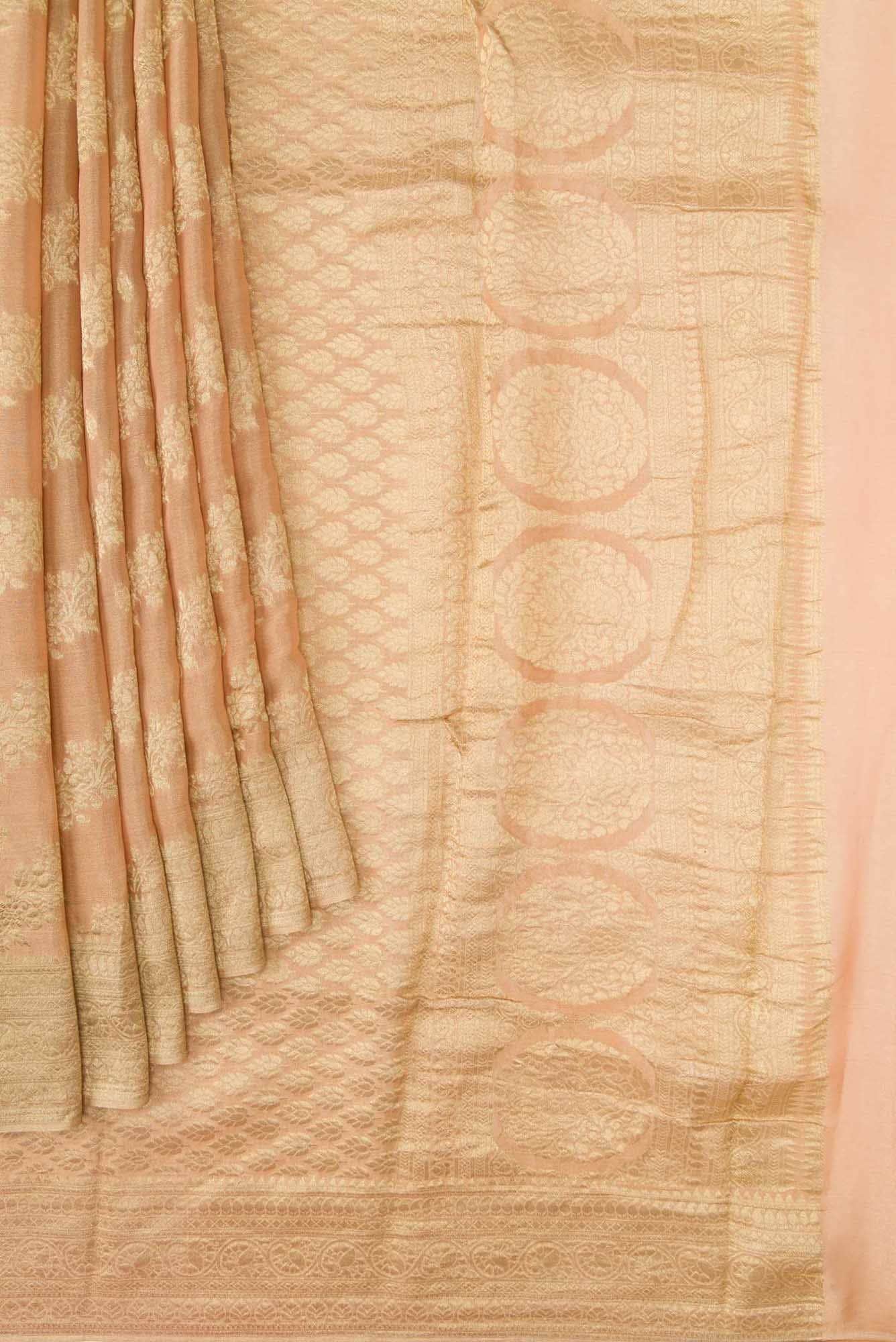 Golden Peach Dual Tone Banarasi Georgette Saree