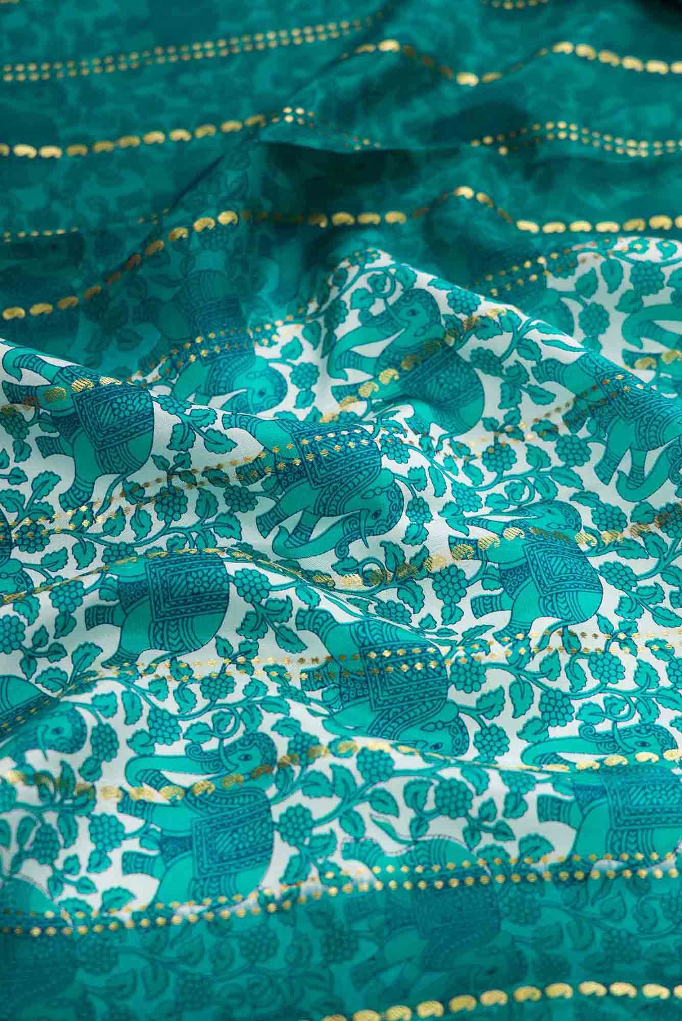 Green Dual Tone Mysore Crepe Saree
