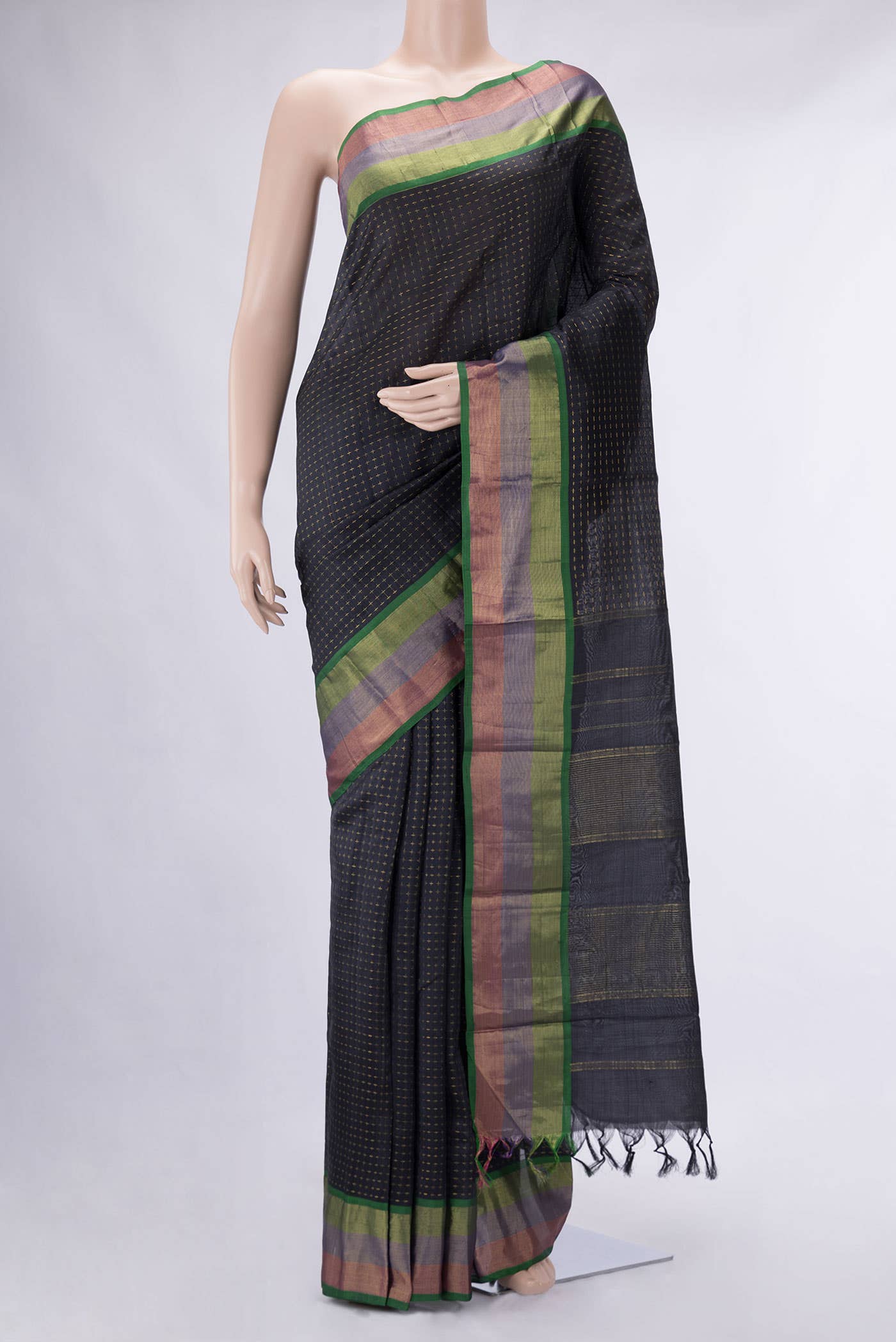 Black Dual Tone Kanchipuram Silk Saree