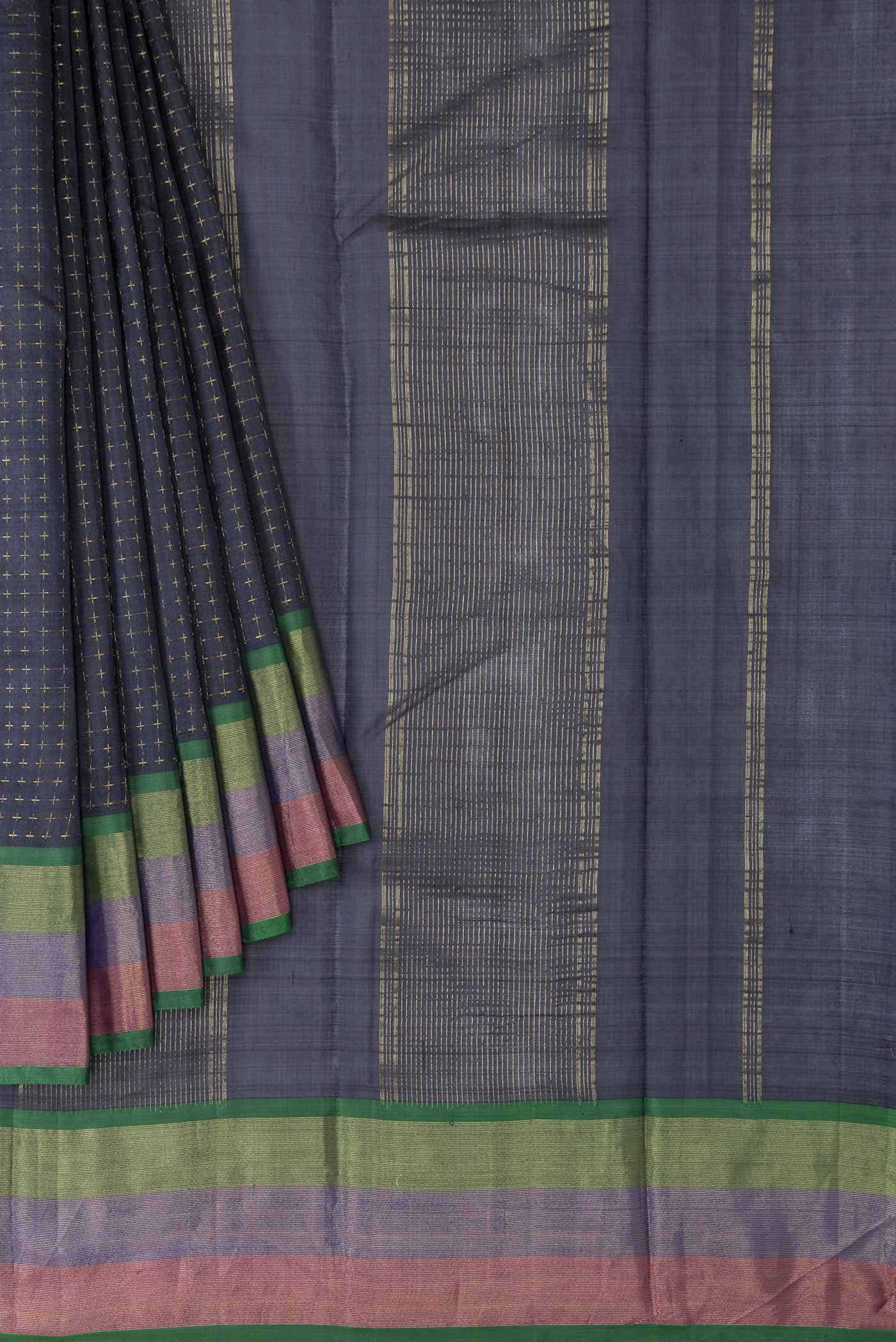 Black Dual Tone Kanchipuram Silk Saree