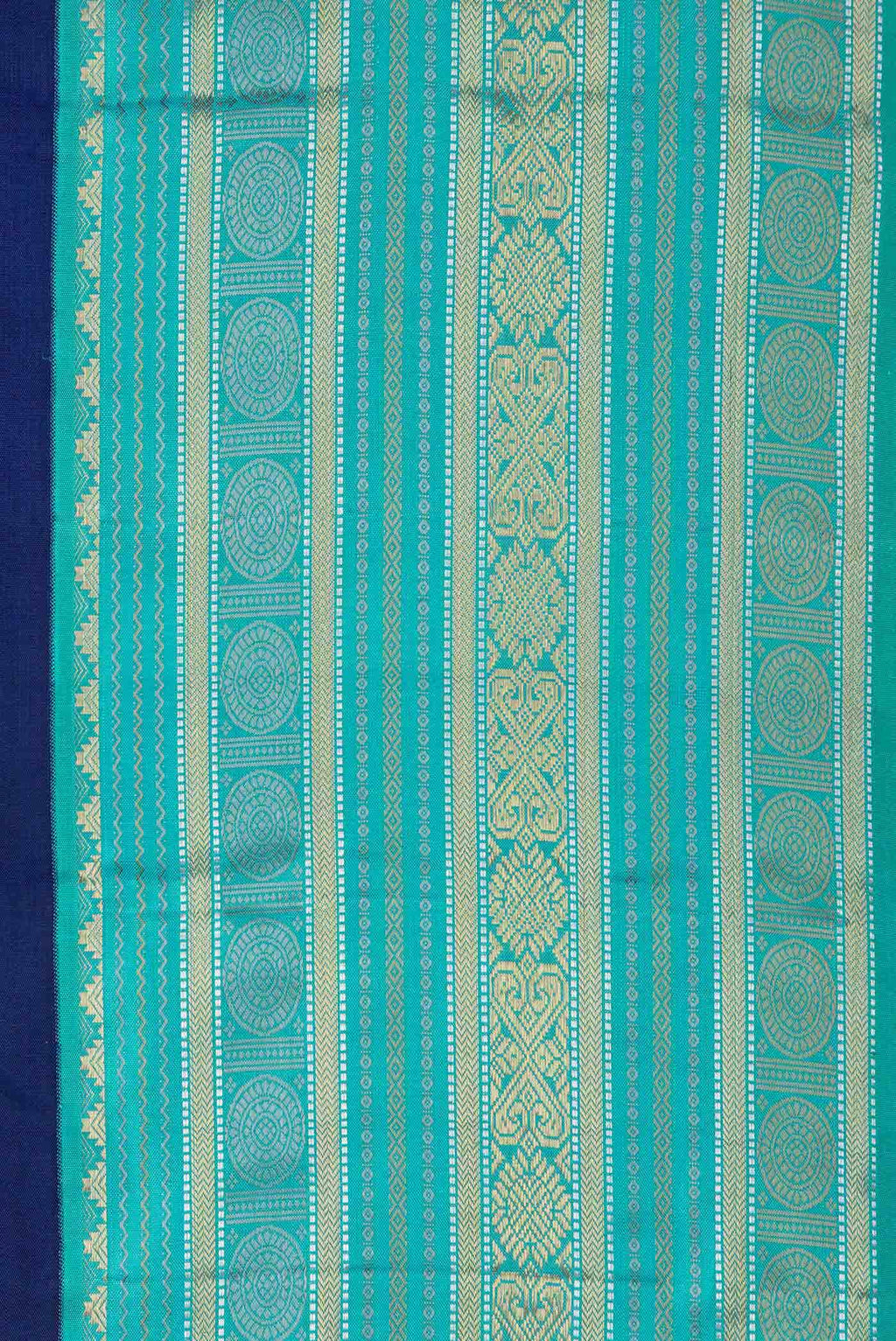 Pure Silk Pure Zari Navy Blue Kanchipuram Saree