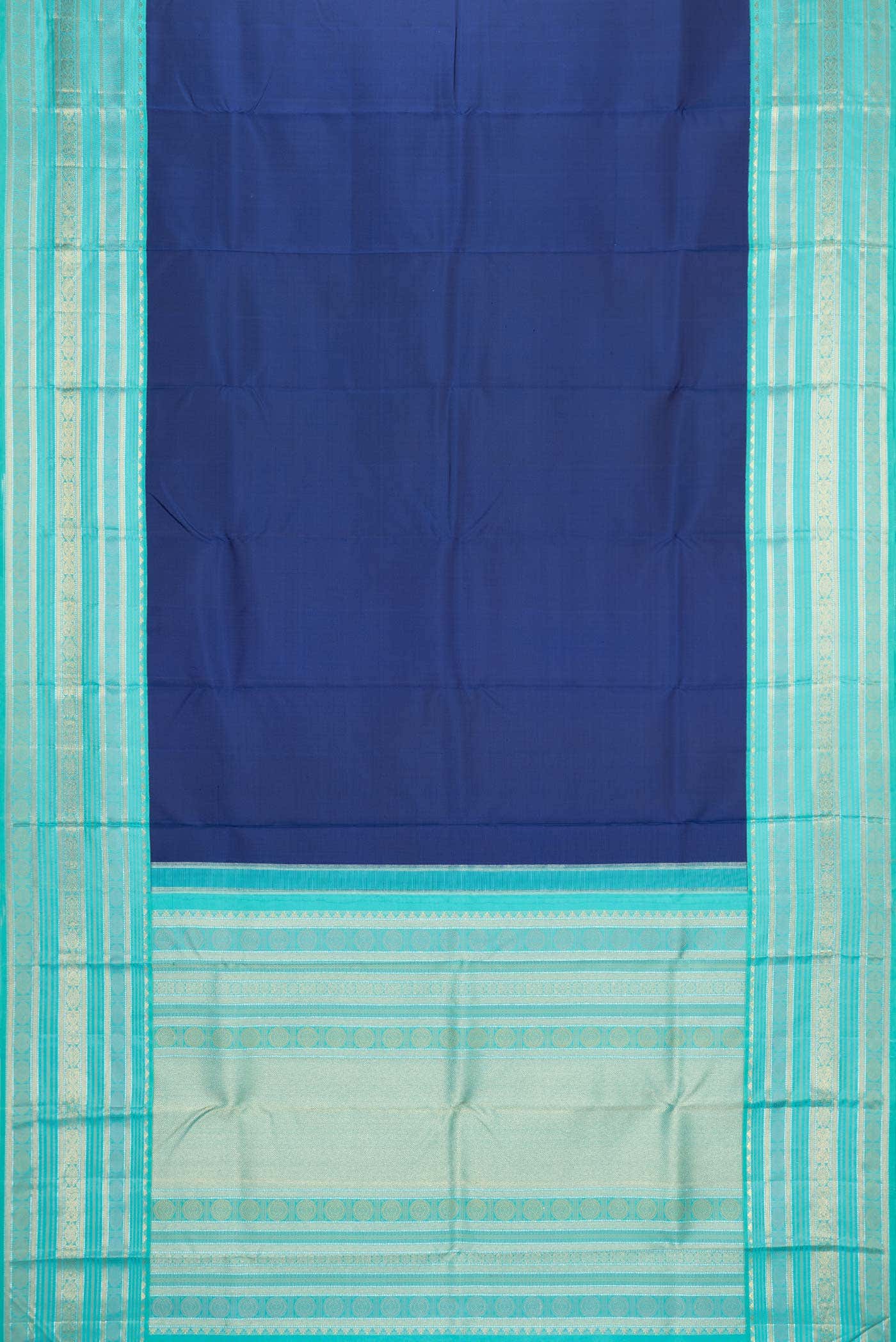 Pure Silk Pure Zari Navy Blue Kanchipuram Saree
