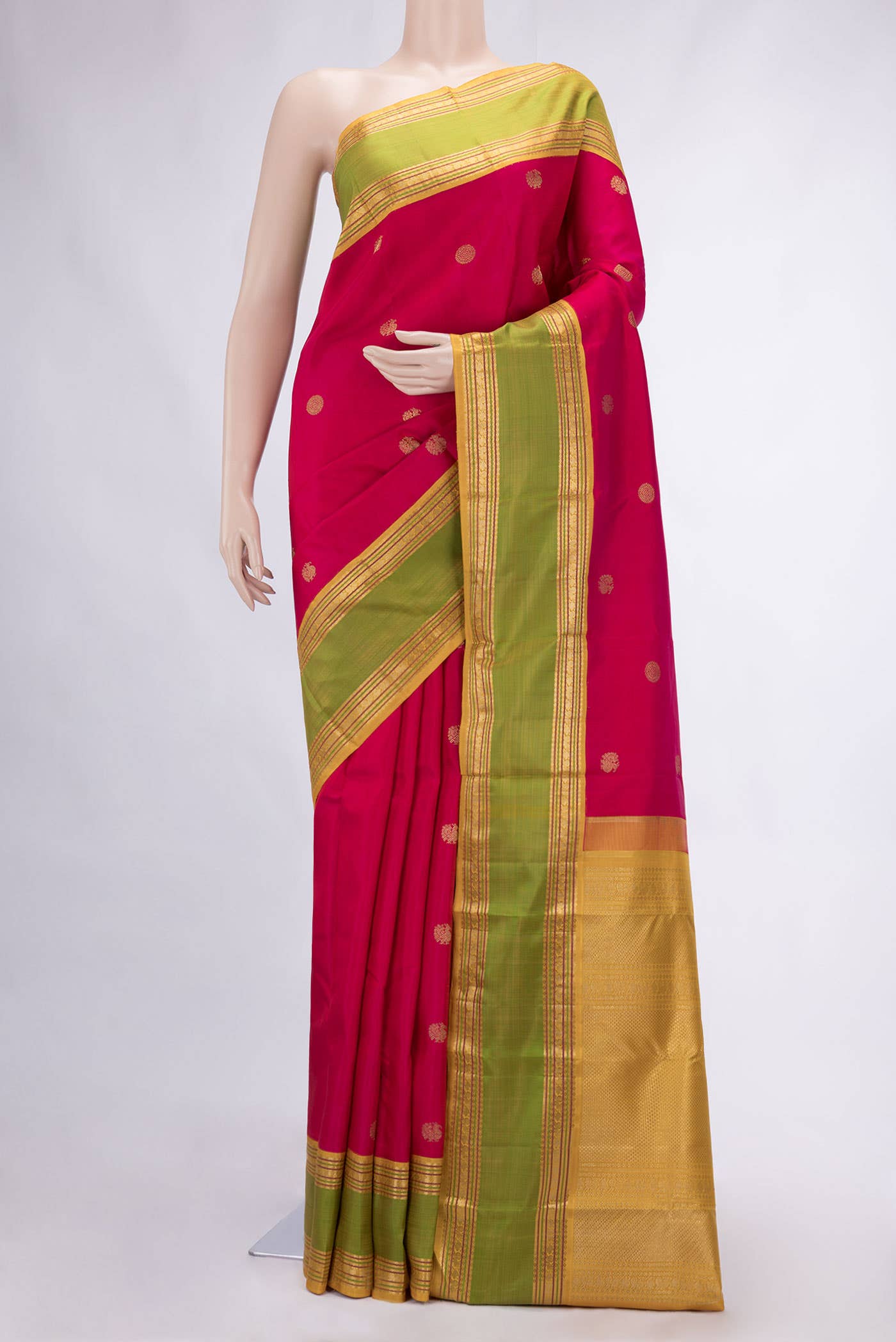 Pure Silk Pure Zari Black and Orange Dual Tone Kanchipuram Saree